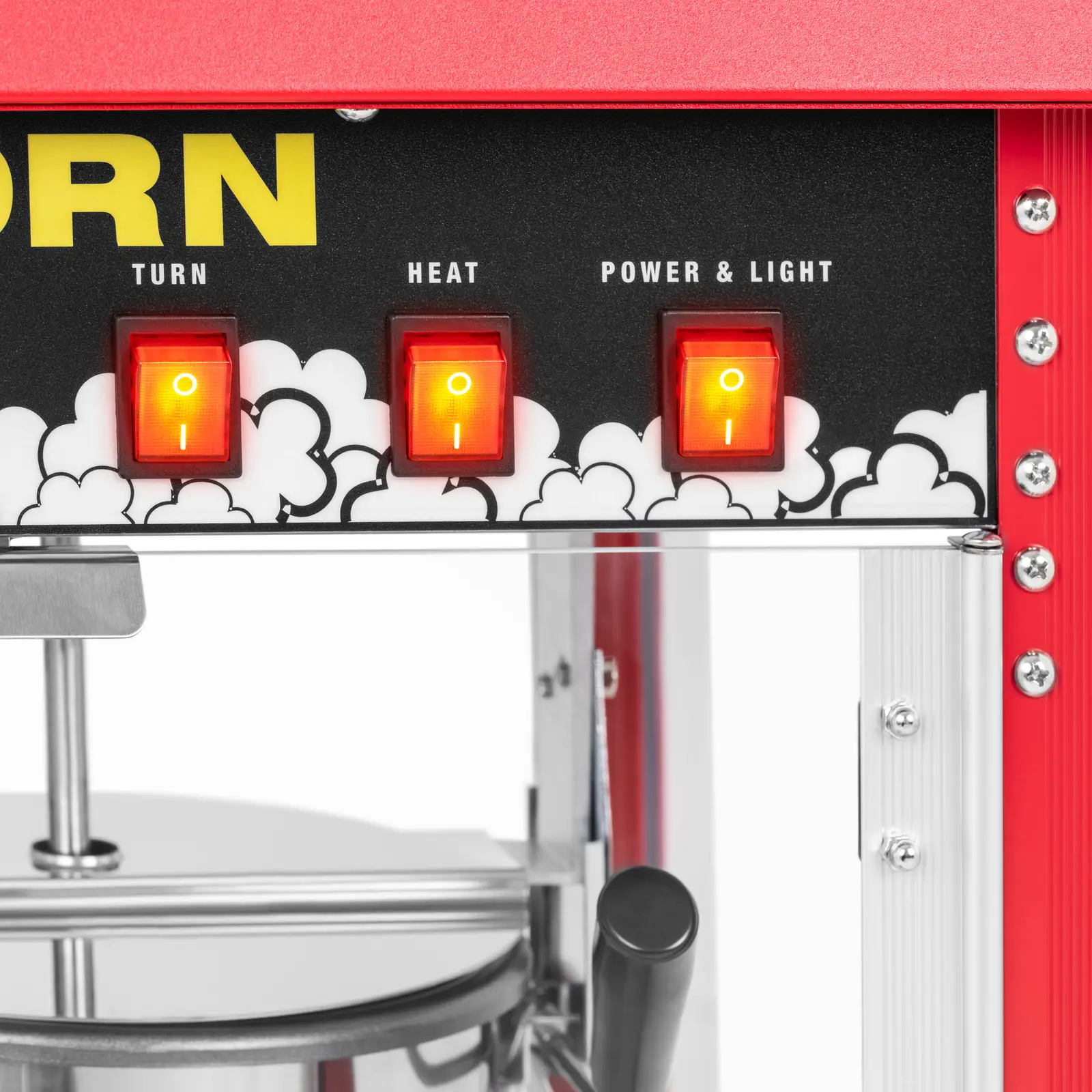 Popcorn machine - 1500 W - 5kg/h - red - Royal Catering (Material: Stainless steel)