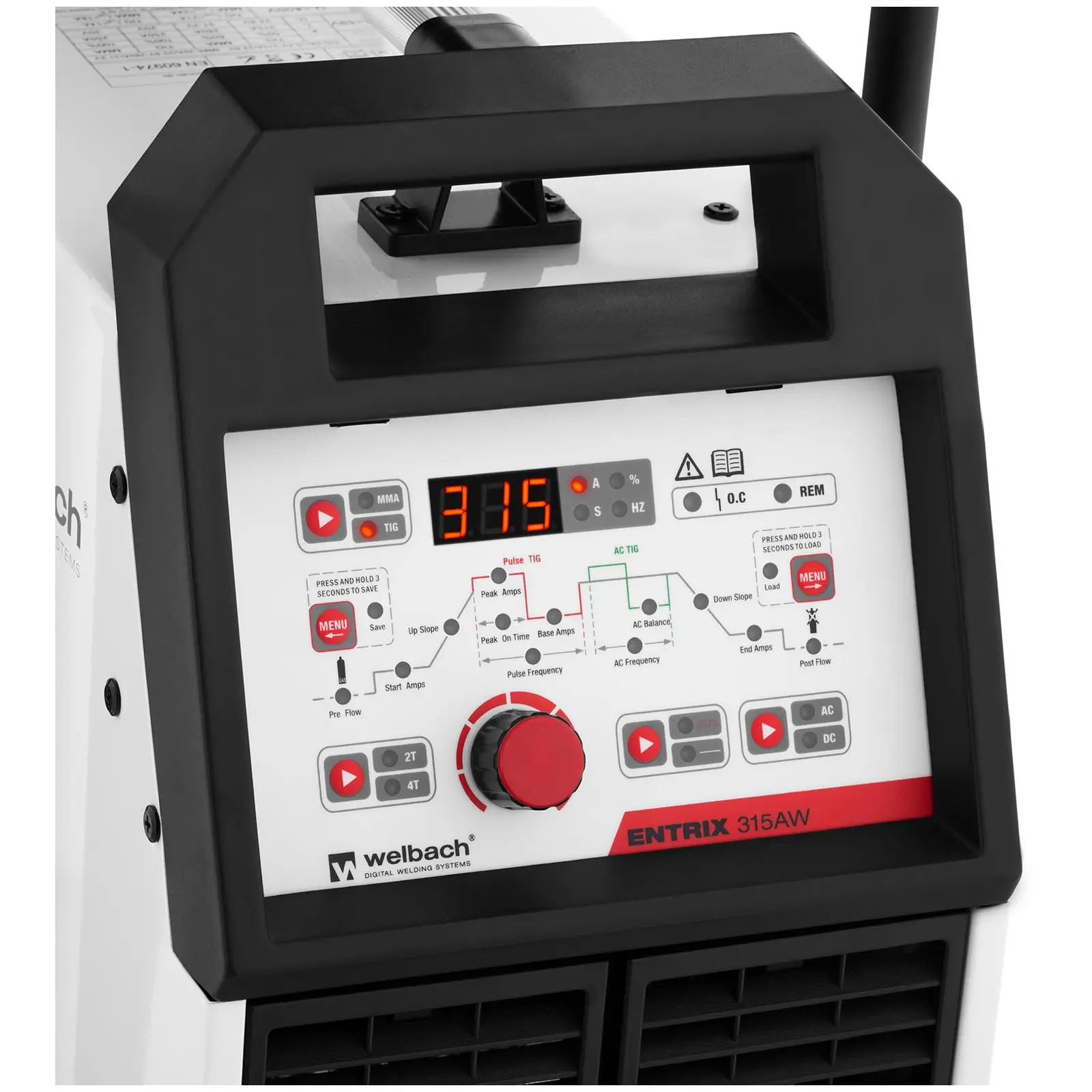 Svářečka na hliník - 315 A - 400 V - Puls - digitální - vodní chlazení (2T / 4T: Ano)
