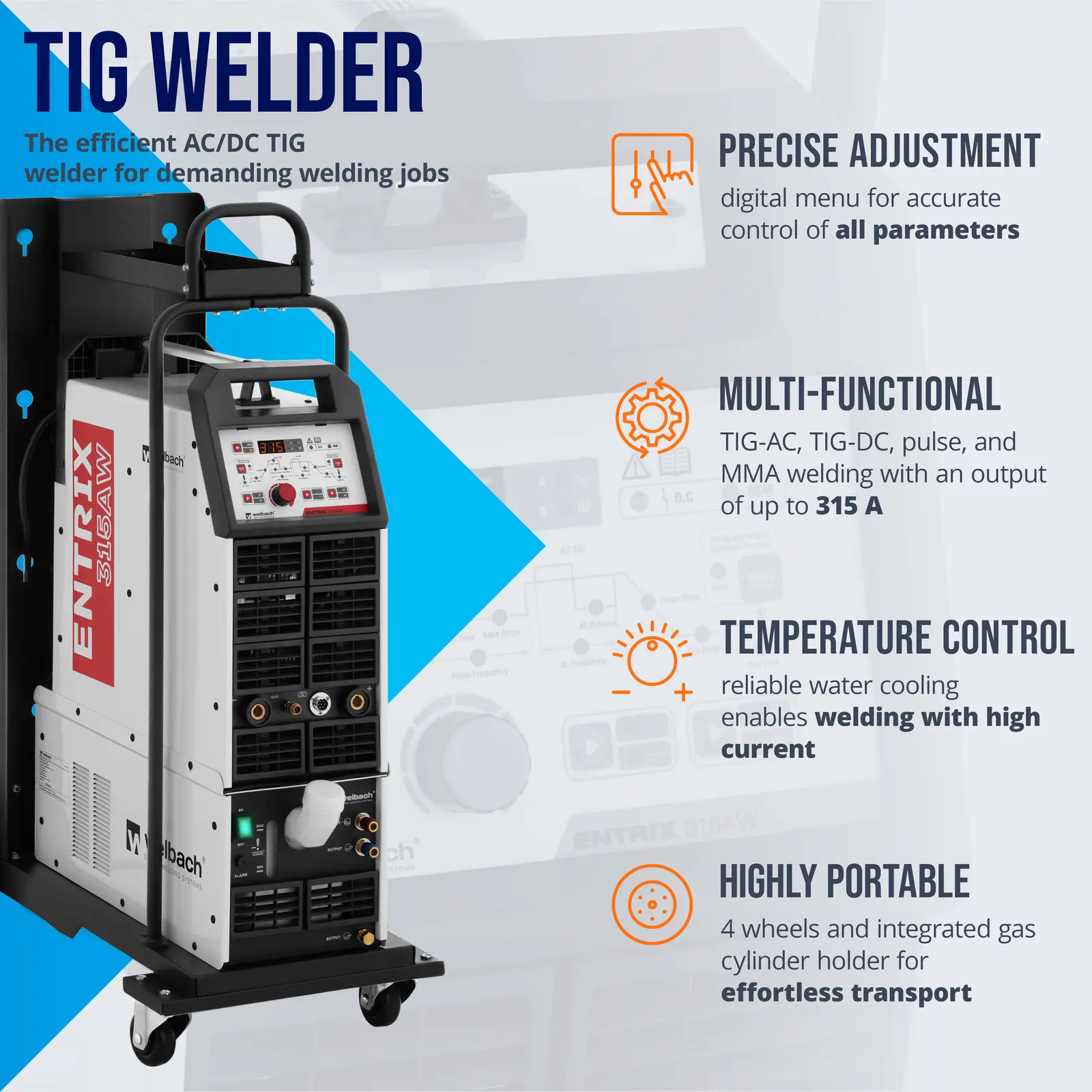 TIG Welder - 315 A - 400 V - digital - pulse - water-cooled