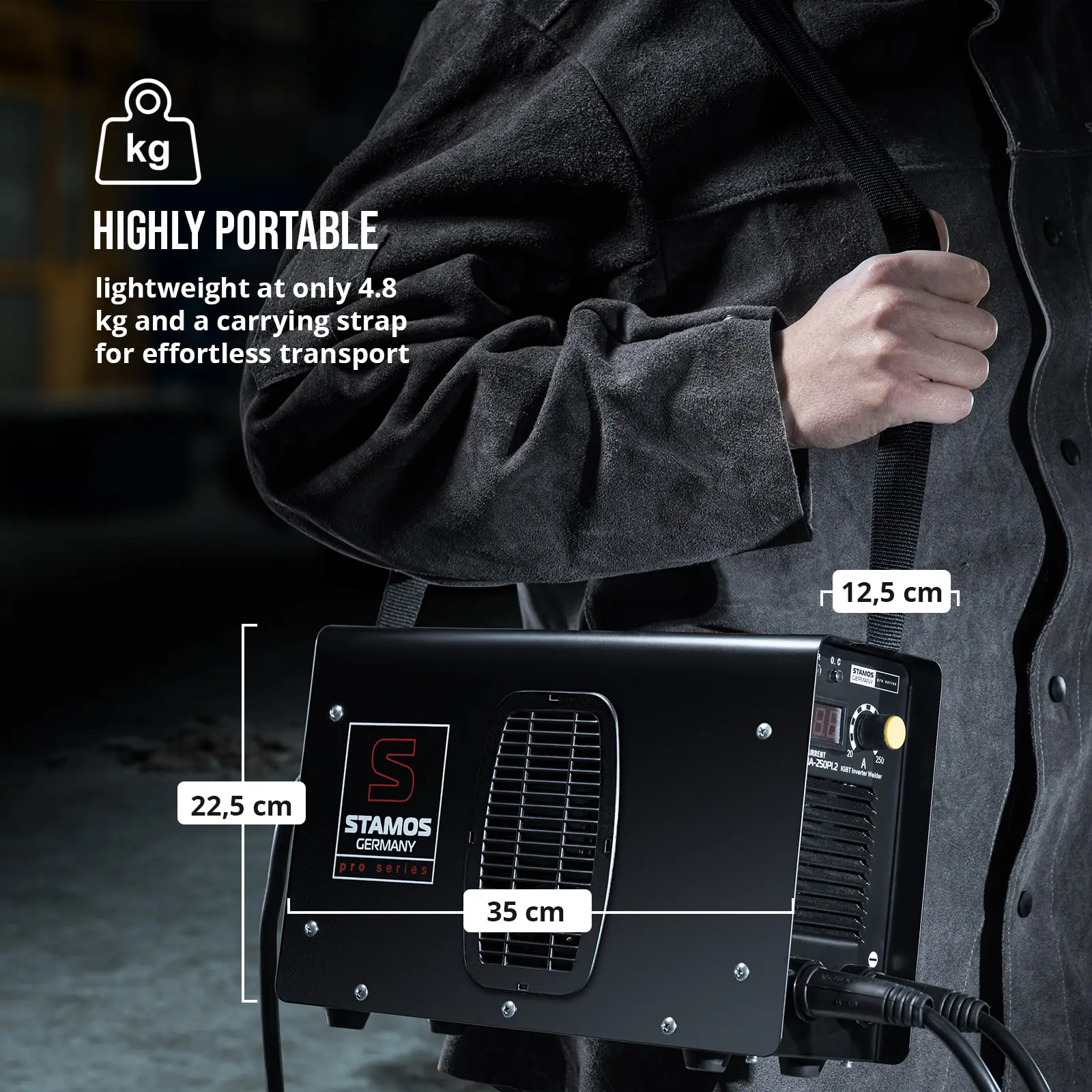 Elektrodová svářečka - 250 A - 8m kabel - Hot Start - PRO (Pojistka: C32A)