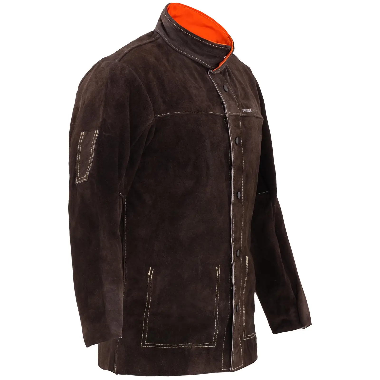 Bossweld Welding Jacket - Grey Leather, Heat & Flame Resistant - Sizes M, L, XL, XXL Available (MPN 700003XL Shown)