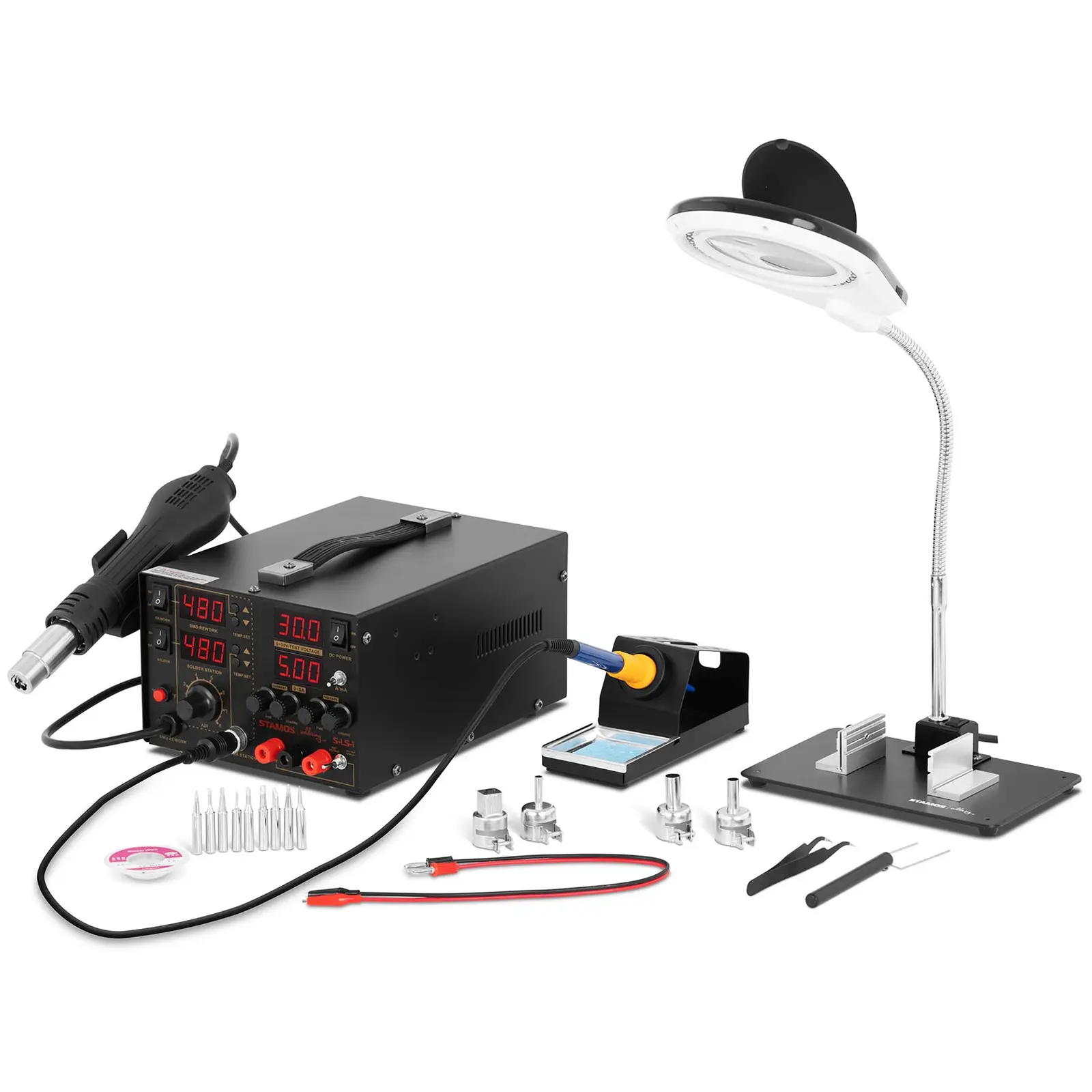 Sada Pájecí stanice s integrovaným napájecím zdrojem + příslušenství - Stamos Soldering