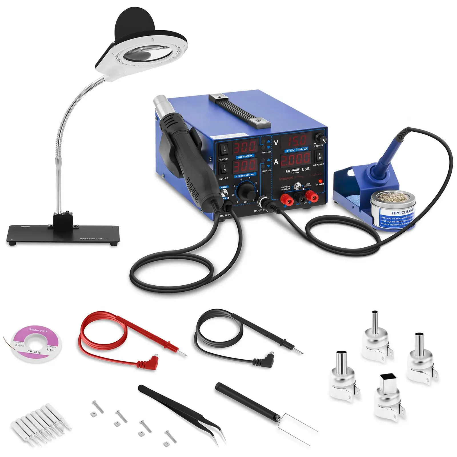 Pájecí stanice 800 W 4 LED s lampou - Stamos Soldering