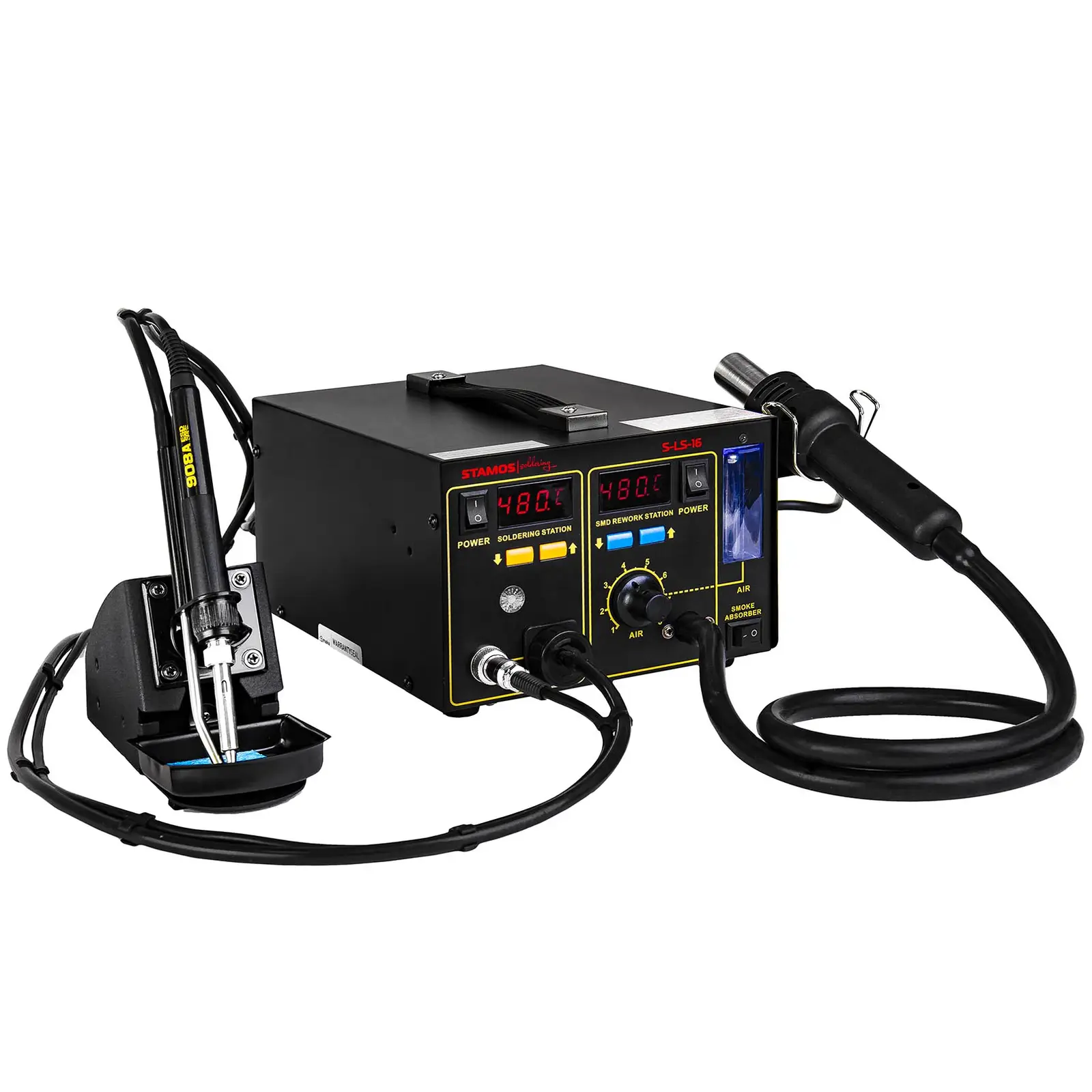 Lituoklio stotis su dūmų ventiliacija - 2 ekranai - 720 W - „Basic“