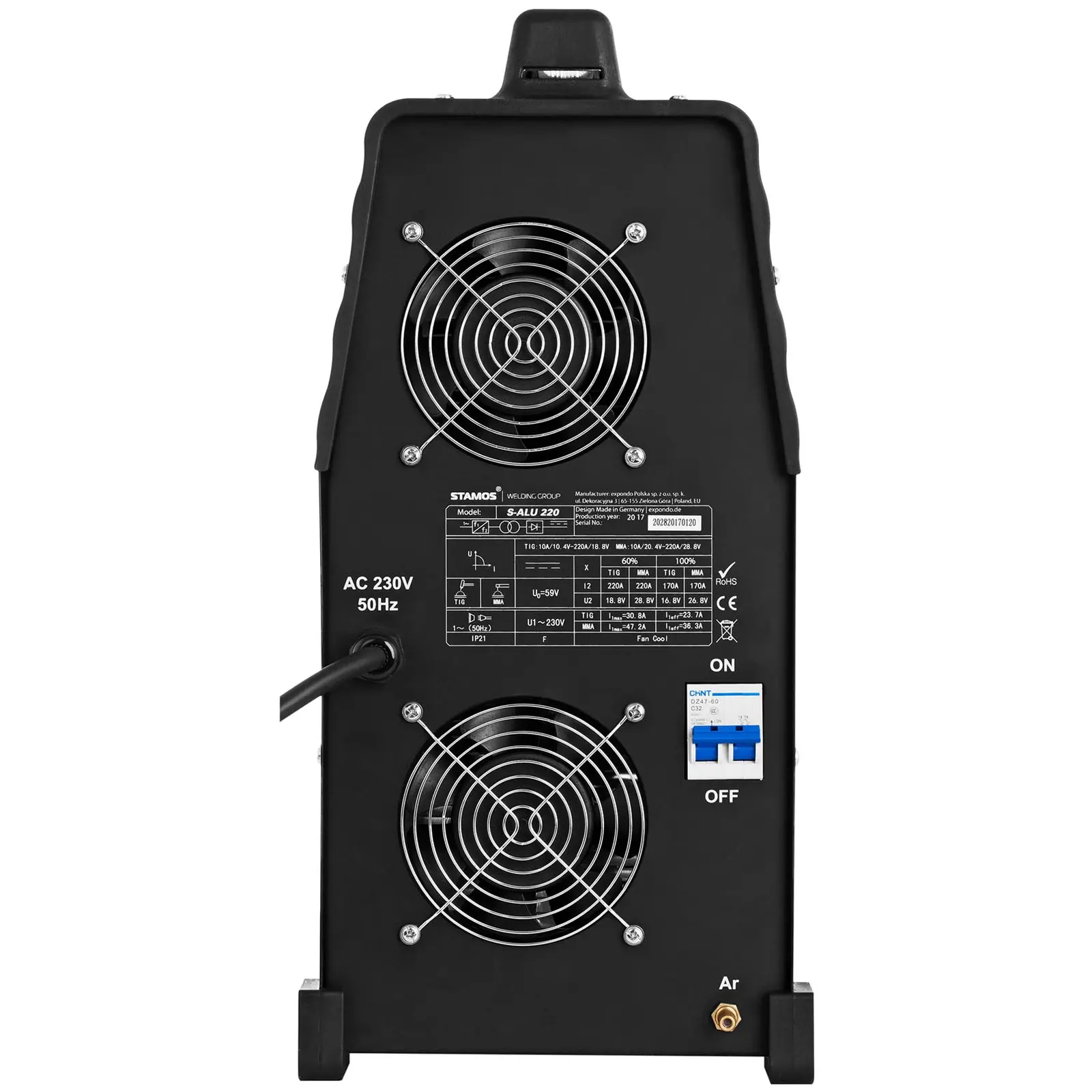Poste à souder Alu - TIG CA/CC - 220 A - Câble de 8 mètres - Pulse (Arc Force: Non)