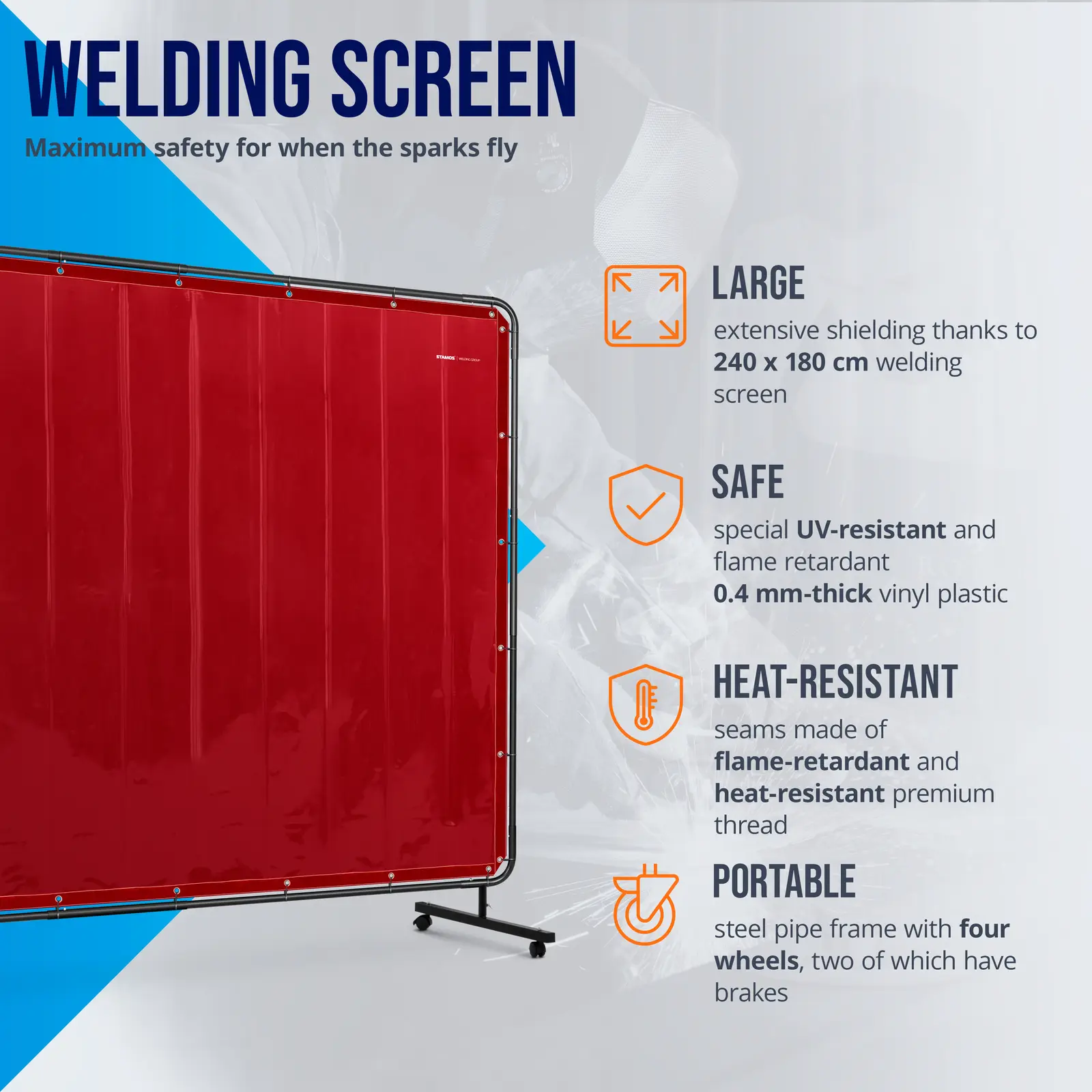 Welding Screen - with frame - 240 x 180 cm