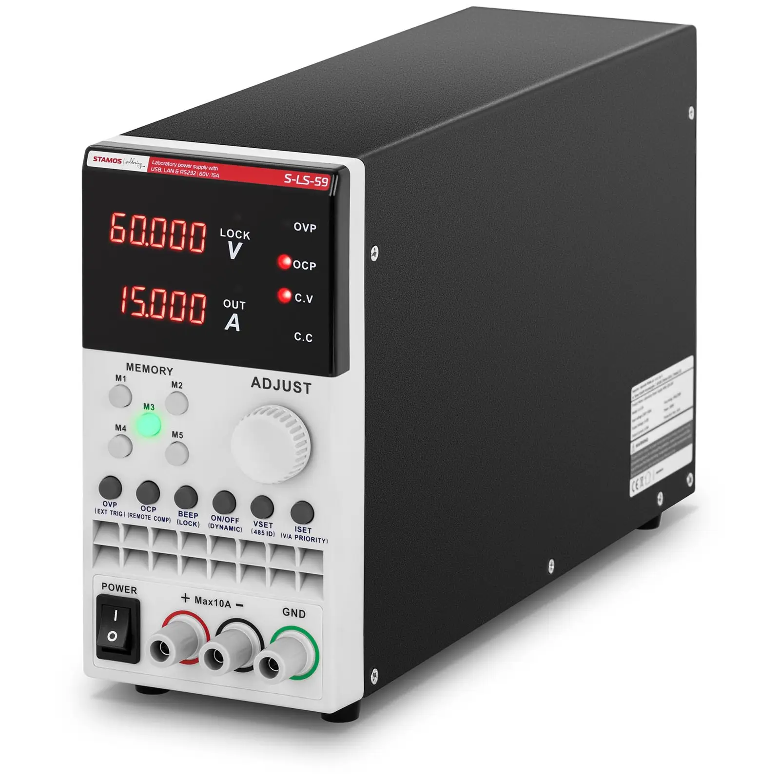 Bench Power Supply - 0-60 V - 0-15 A DC - 300 W - USB/LAN/RS-232