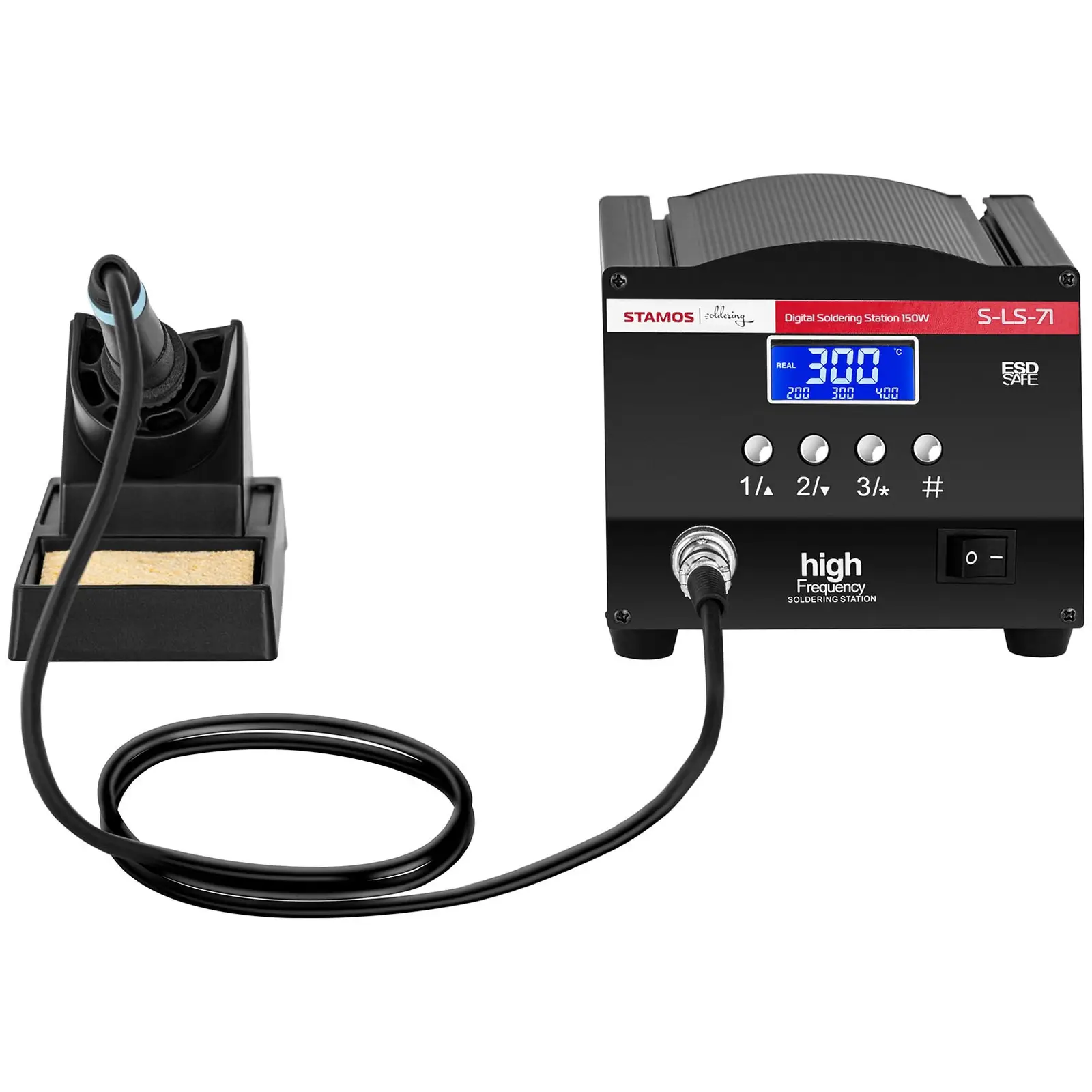 Soldering Station - digital - with soldering iron and holder - 150 W - LCD