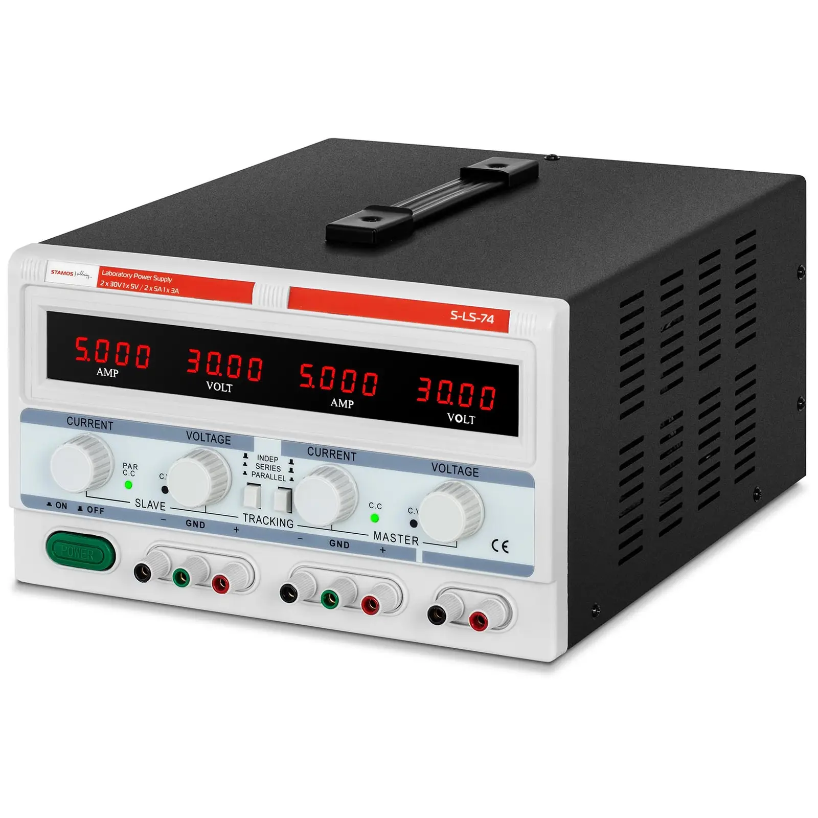 Laboratory Power Supply - 2 x 0-30 V / 0-5 A DC - 1 x 5 V / 3 A - 300 W