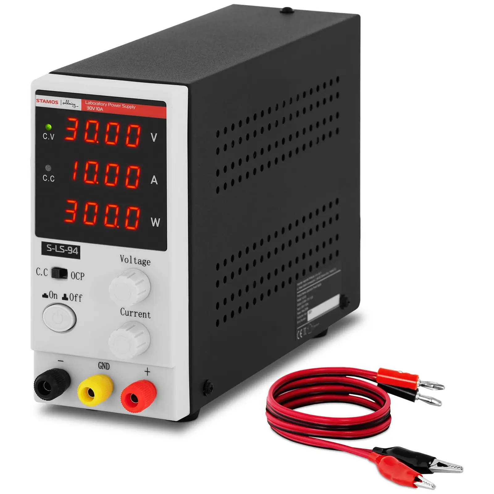 Fuente de alimentación para laboratorio - 0 - 30 V - 0 - 10 A DC - 300 W - pantalla LED de cuatro dígitos