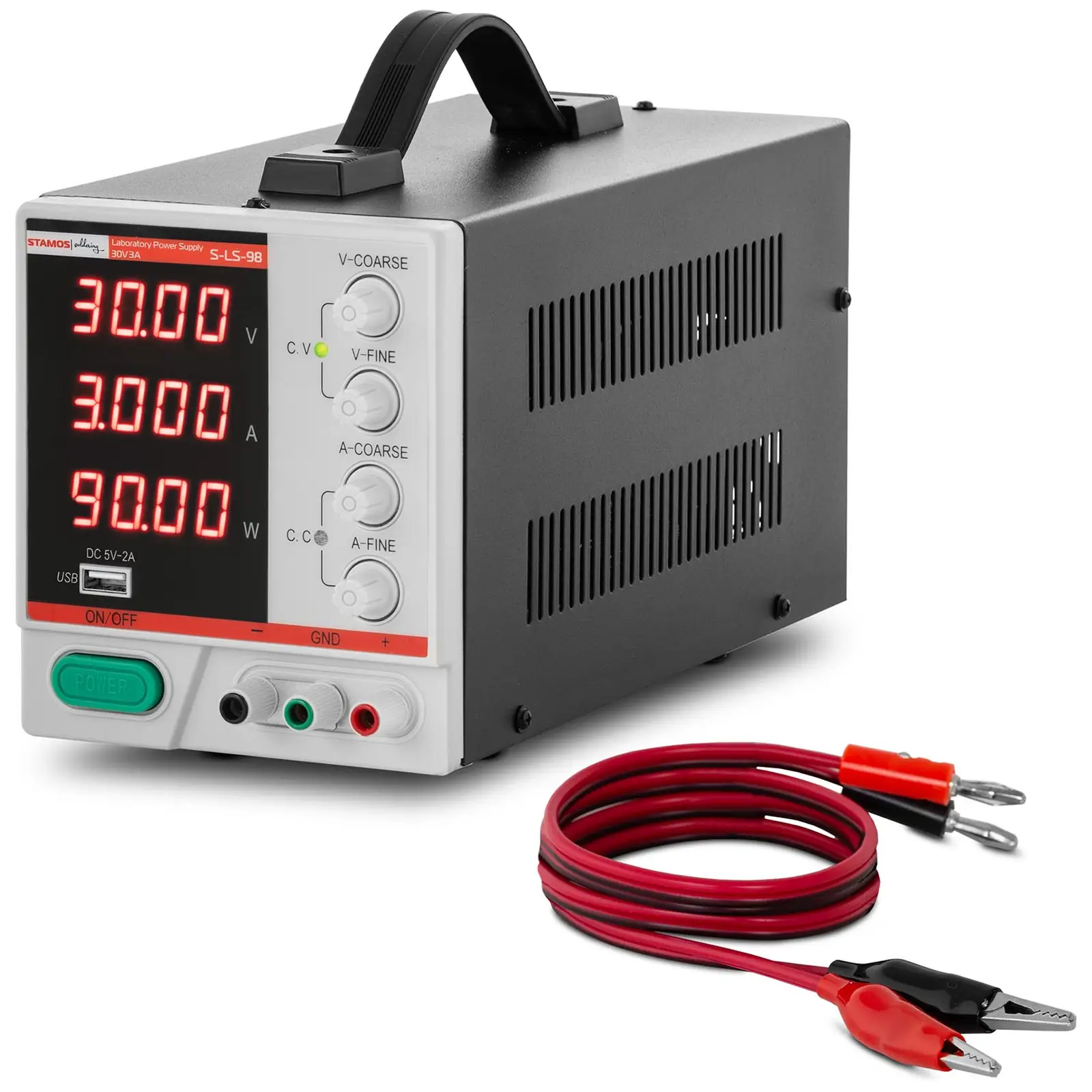 Laboratórny zdroj - 0 – 30 V - 0 – 3 A DC - 90 W - 4-miestny LED displej - USB