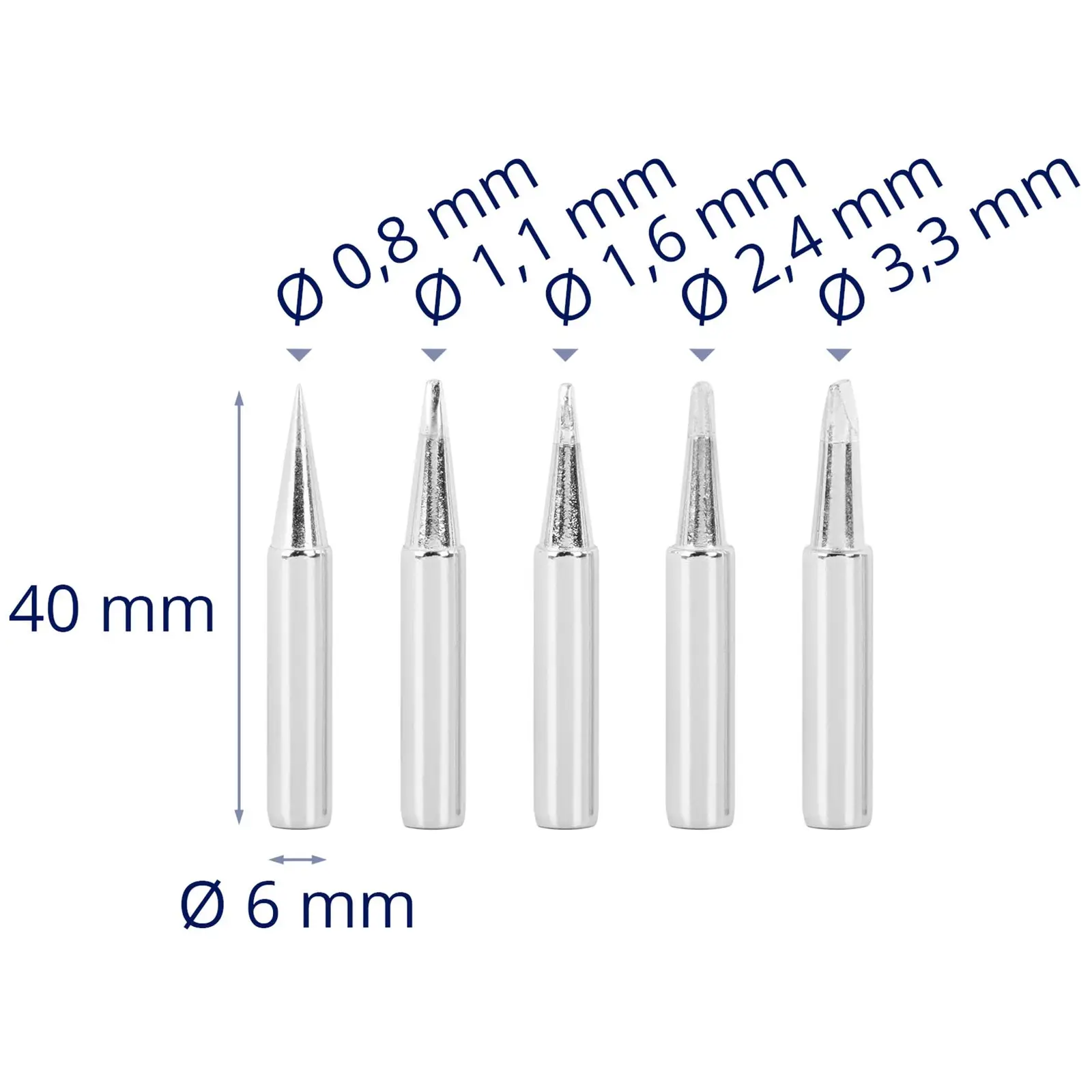 Pontas de ferros de solda - cónicos - 0,8-3,3 mm