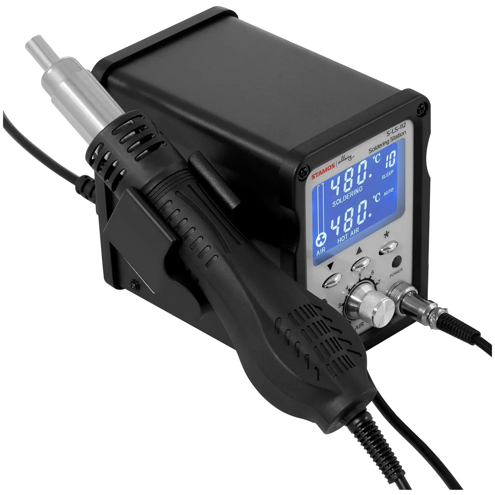 Soldering Station - SMD Rework Station - LCD - with 102 W Soldering Iron and 750 W Hot Air Iron