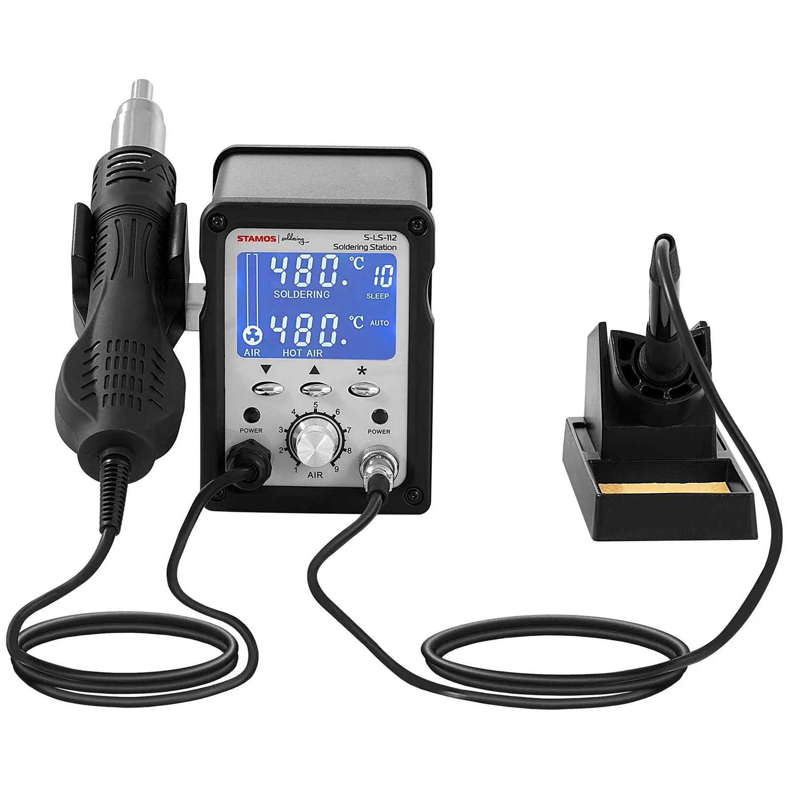 Soldering Station - SMD Rework Station - LCD - with 102 W Soldering Iron and 750 W Hot Air Iron