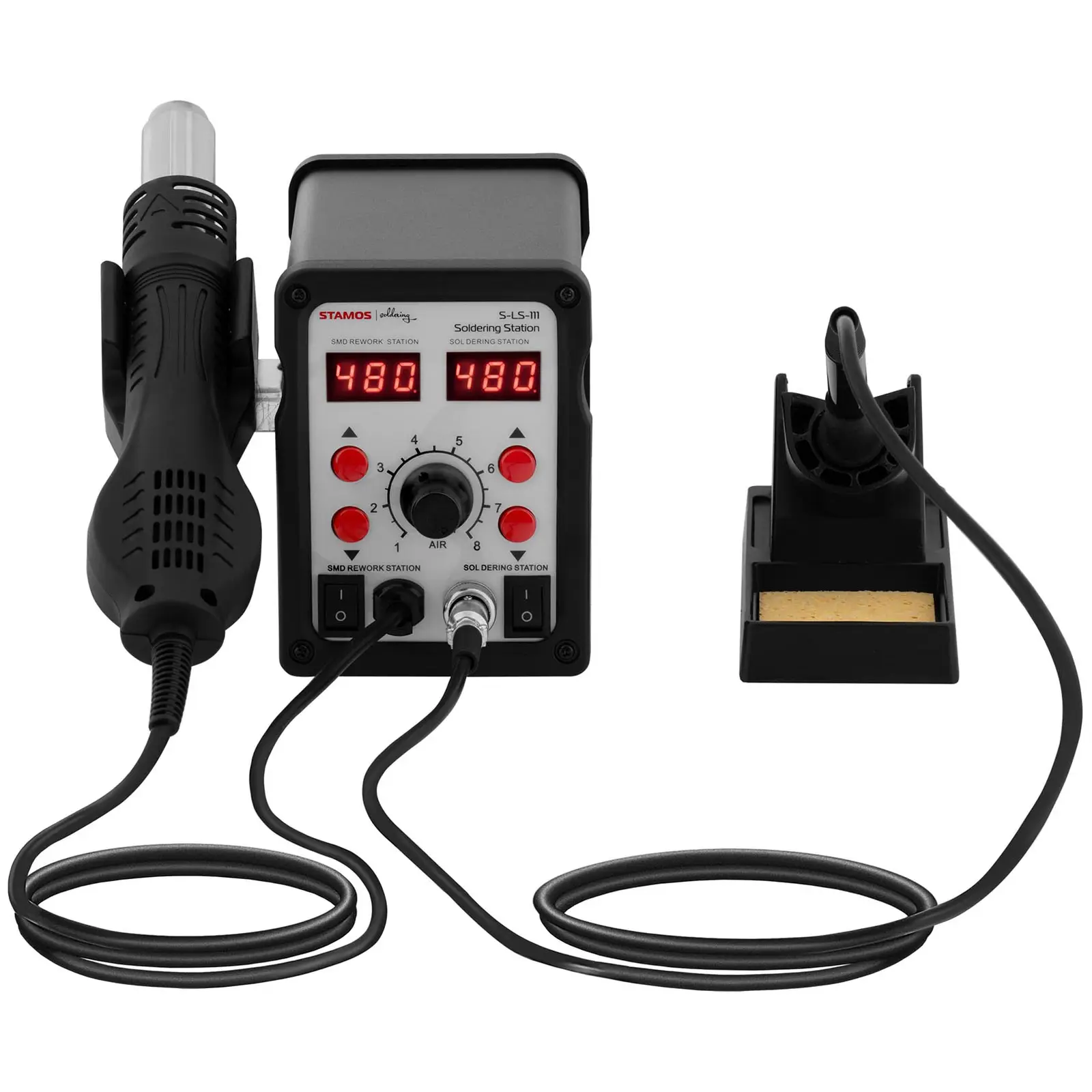Soldering Station - SMD Rework Station - LCD - with 56 W Soldering Iron and 732 W Hot Air Iron