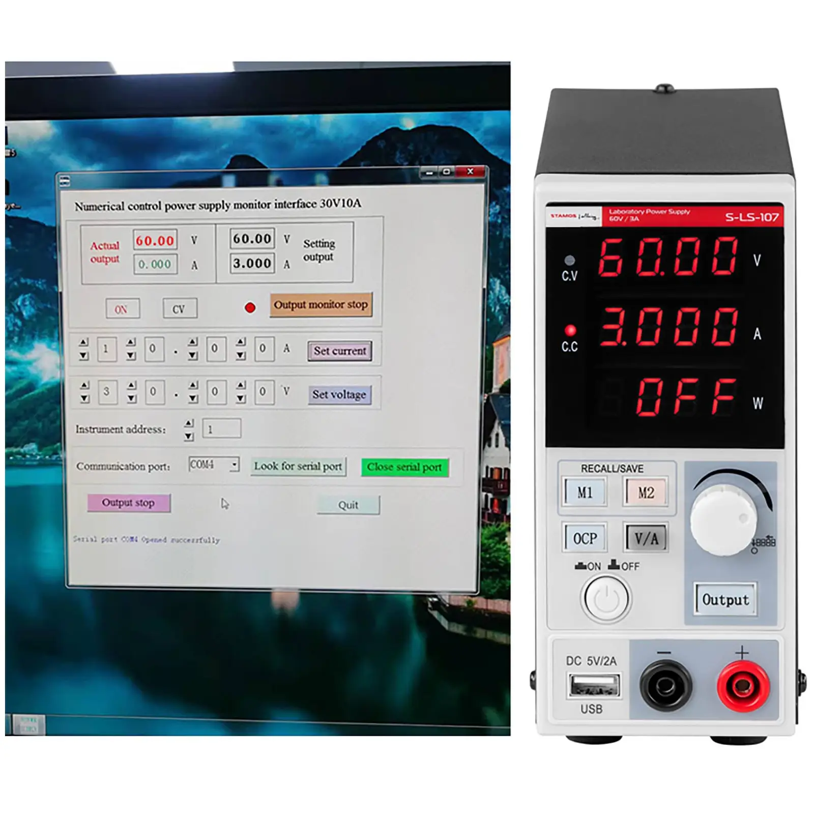 Laboratorní zdroj - 0–60 V - 0–3 A - 180 W - 2 paměťová místa