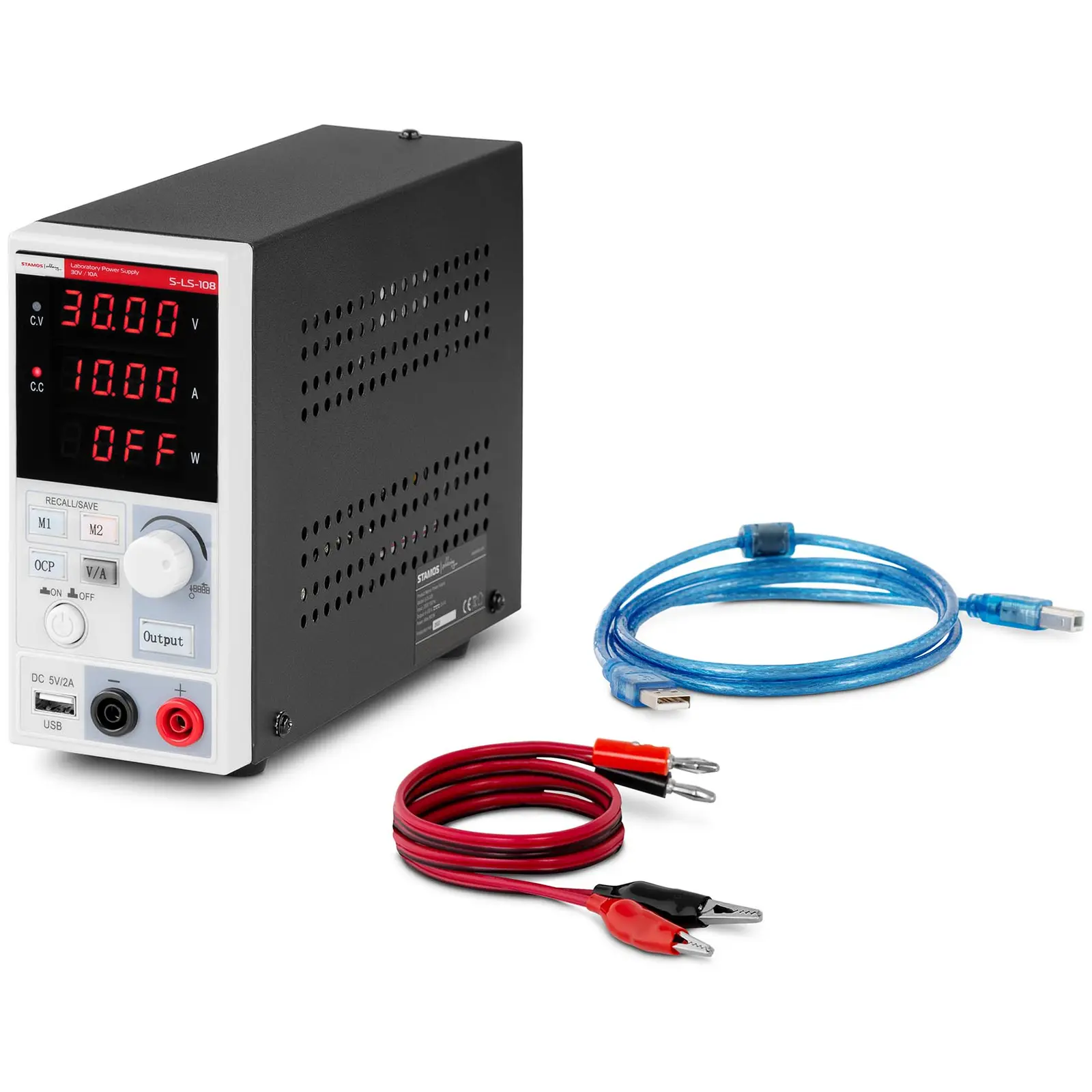 Bench power supply - 0 - 30 V - 0 - 10 A - 300 W - 2 memory slots