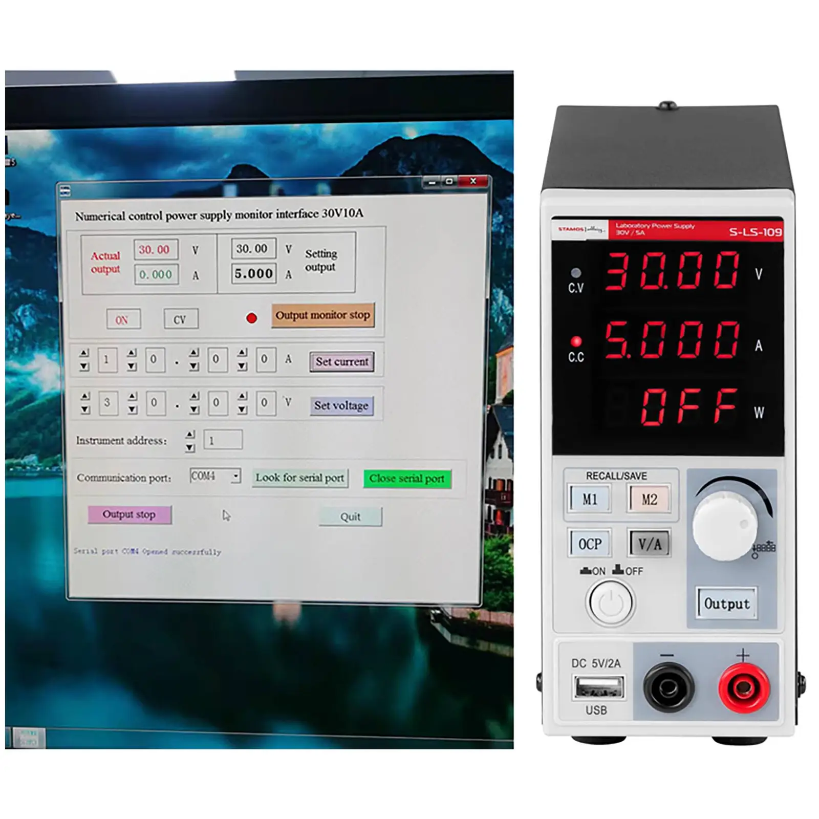 Laboratorní zdroj - 0–30 V - 0–5 A - 150 W - 2 paměťová místa