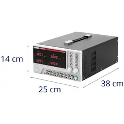 Fonte de alimentação de laboratório - 0-30 V - 0-5 DC - 2 x 150 W + 15 W - 5 posições de memória - visor LED - USB/RS232