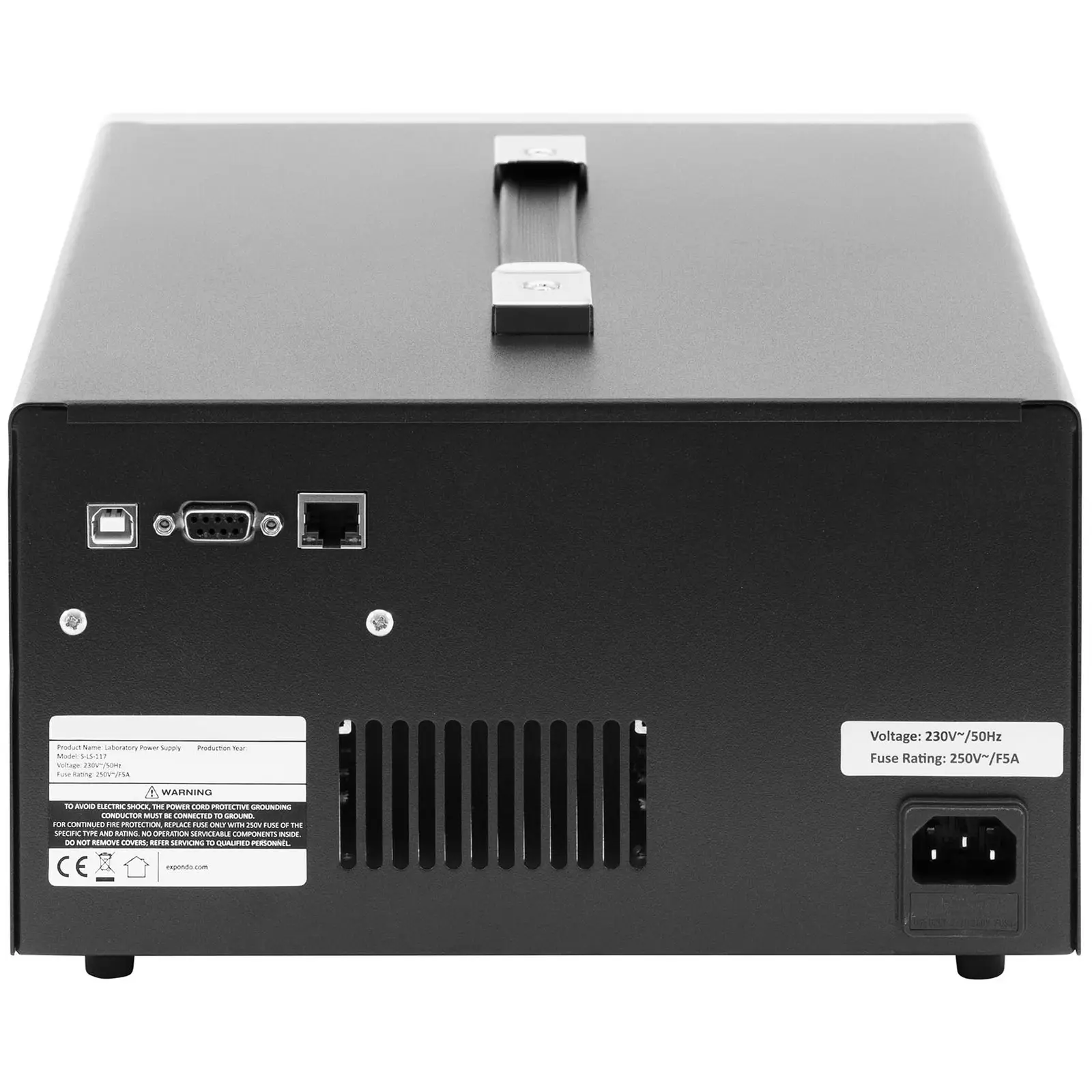 Laboratorieaggregat - 0 - 30 V - 0 - 5 A DC - 2x150 W - 5 minnesplatser - 1 display - USB/RS232/LAN