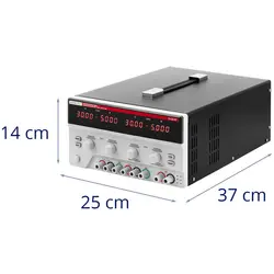 Strømforsyning - 0 - 30 V - 0 - 5 A DC - 2x150 W - 5 minneplasseringer - LED skjerm - USB/RS232/LAN