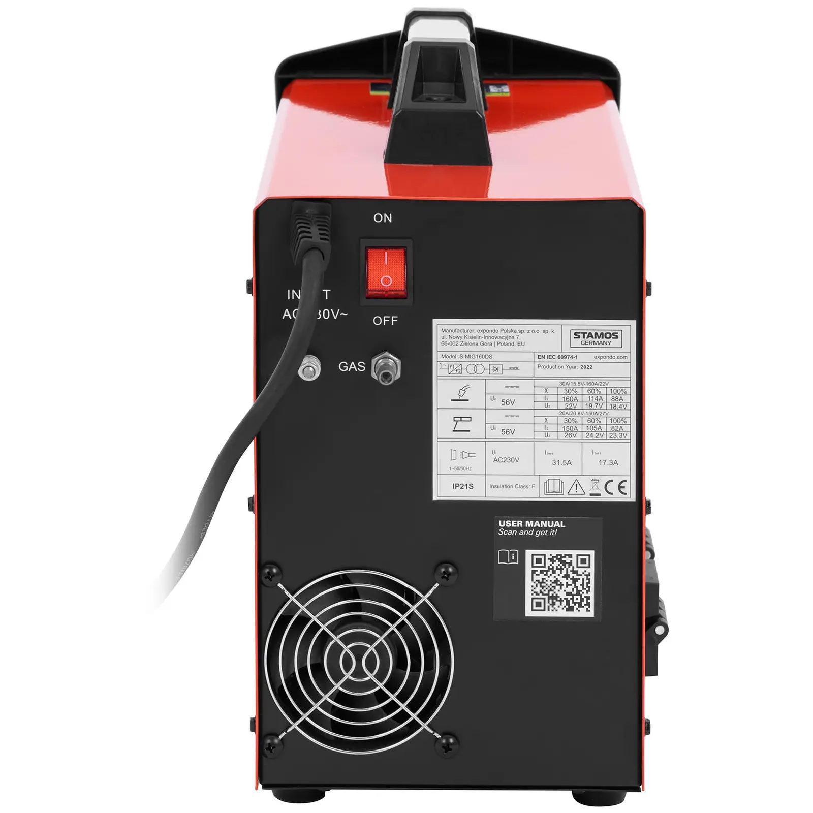 Soldador MIG MAG - 160 A - Ciclo de trabajo 100 % - 230 V - sinergia (Arc Force: Sí)
