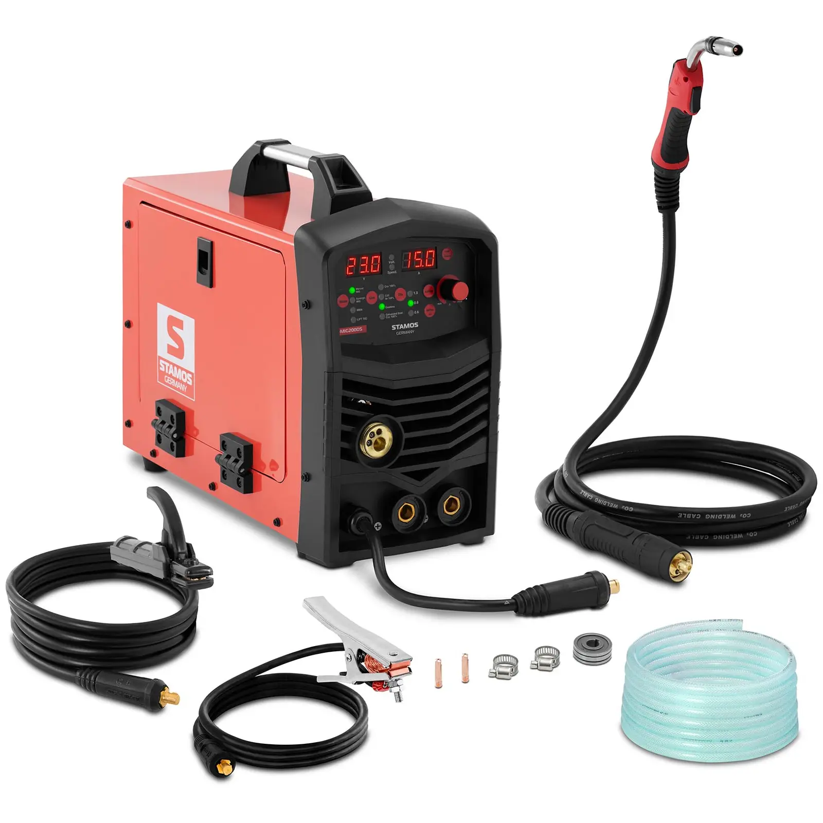 Occasion Poste à souder inverter - MIG 200; TIG 200; MMA 170 A - Facteur de marche 100 % - 230 V - synergie