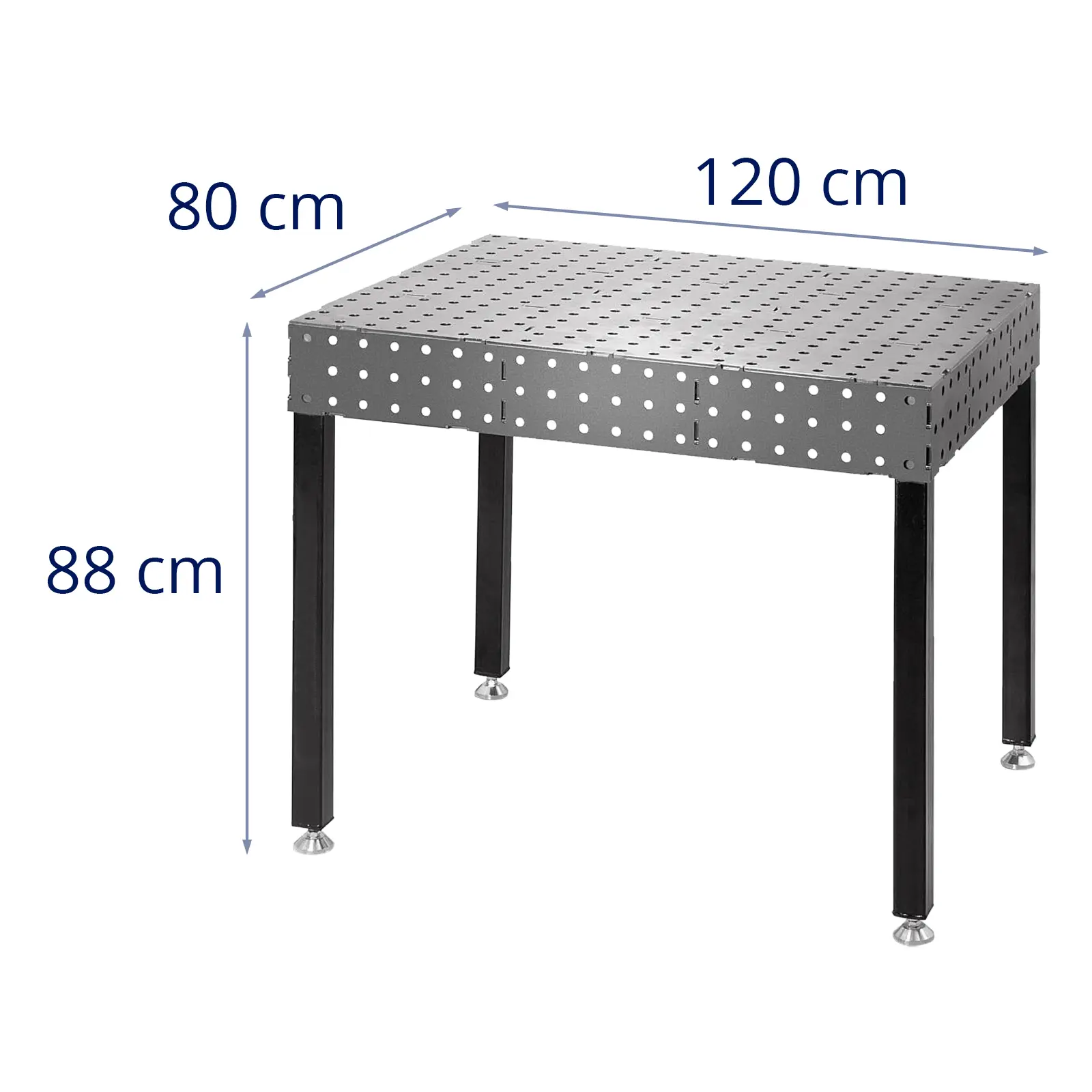 Svejsebord med stor bordkant - 1000 kg - 120 x 80 cm (Diameter: 1.6 cm)