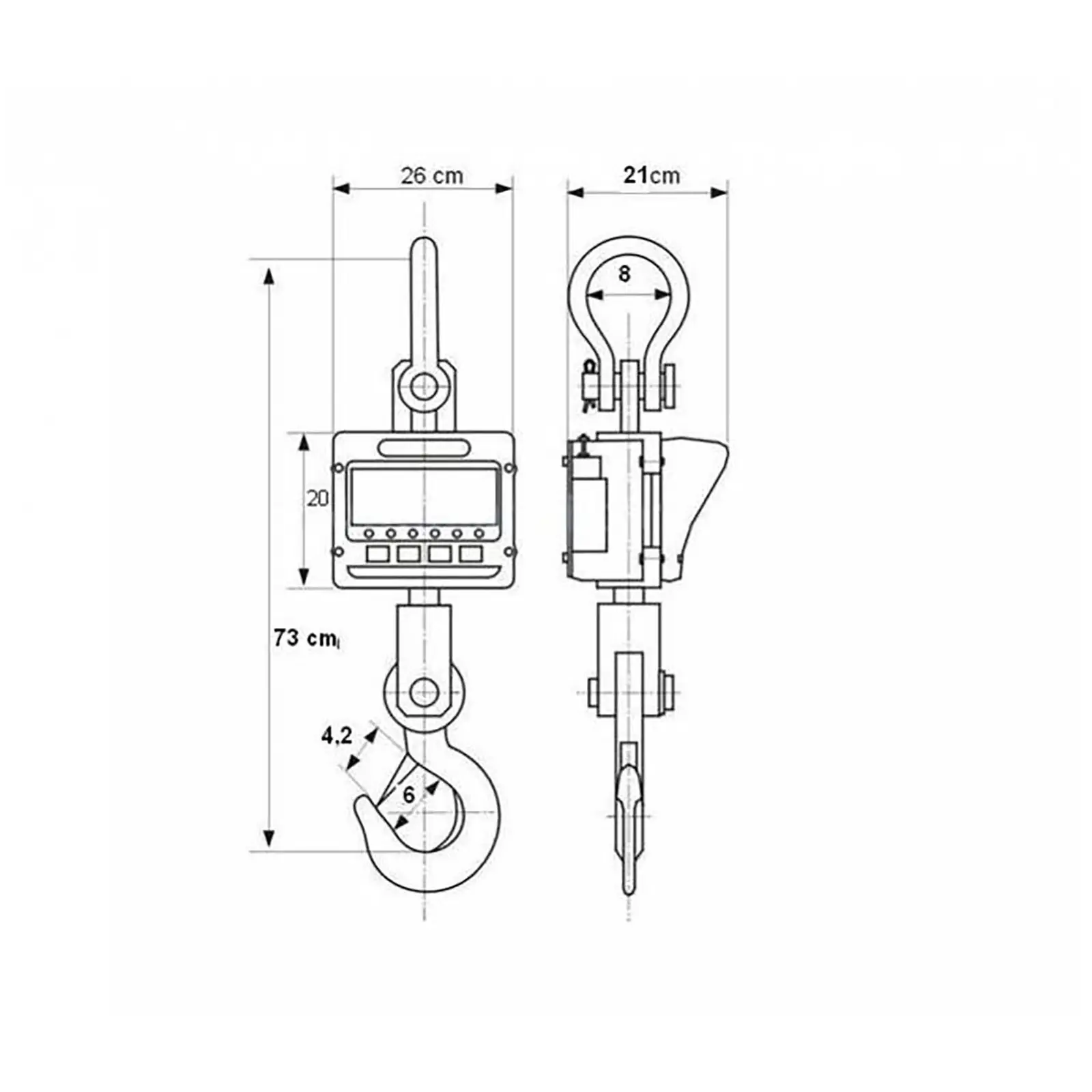 Balance suspendue - numérique - 3 000 kg/0,5 kg - avec écran LCD (Calibrage: 0.5 kg)