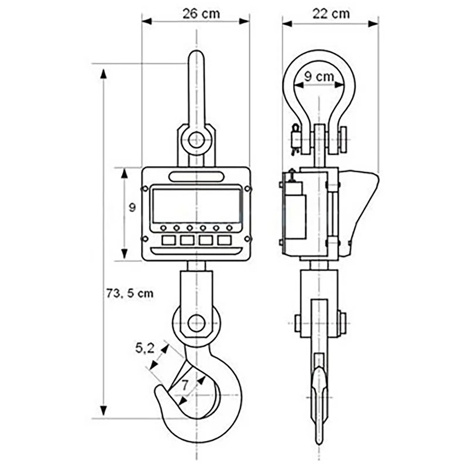 Balance suspendue - 10 000 kg/2 kg - LED - avec télécommande (Remise à zéro: Oui)