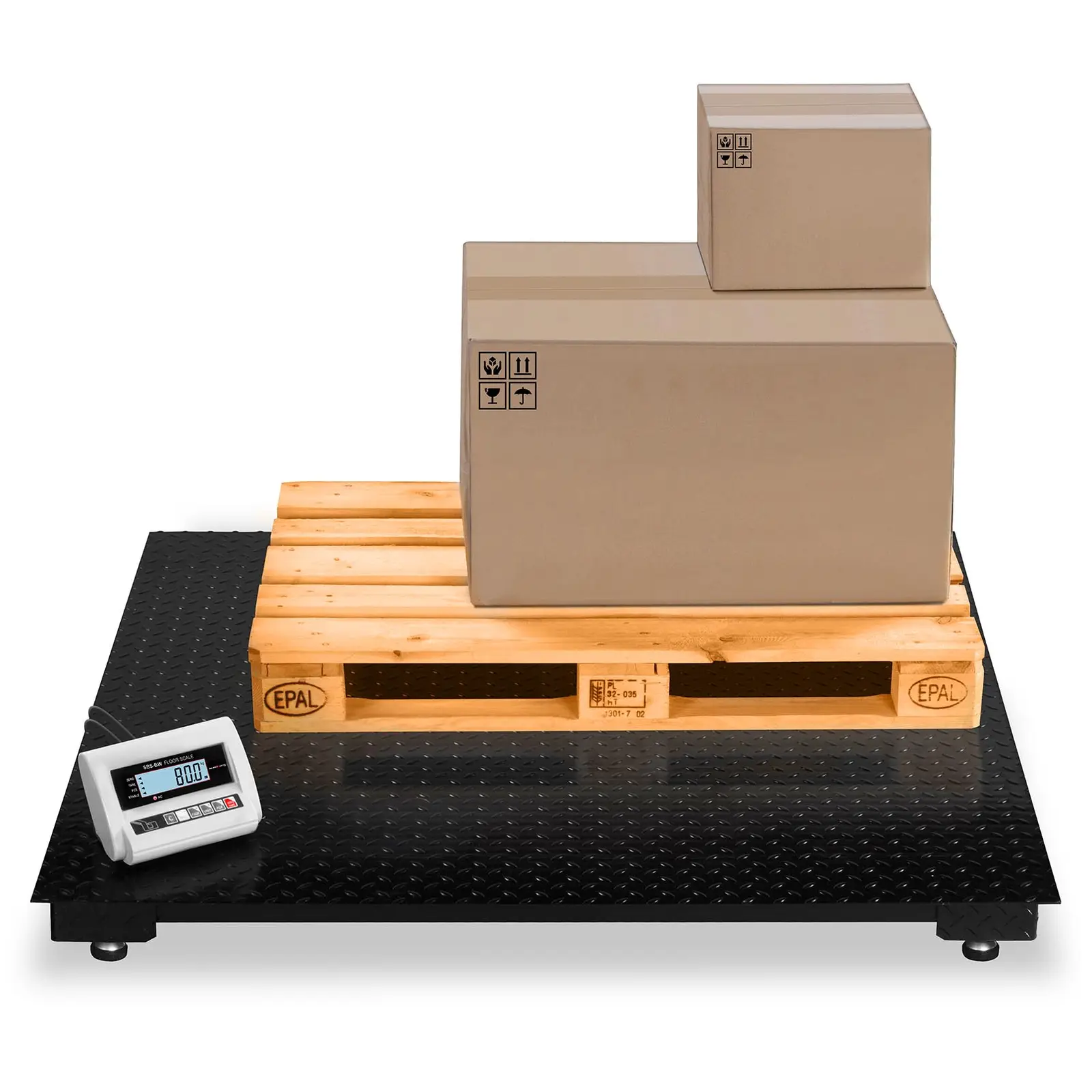 Balance au sol - 3 000 kg / 1 kg - 150 x 150 cm - avec écran LCD externe