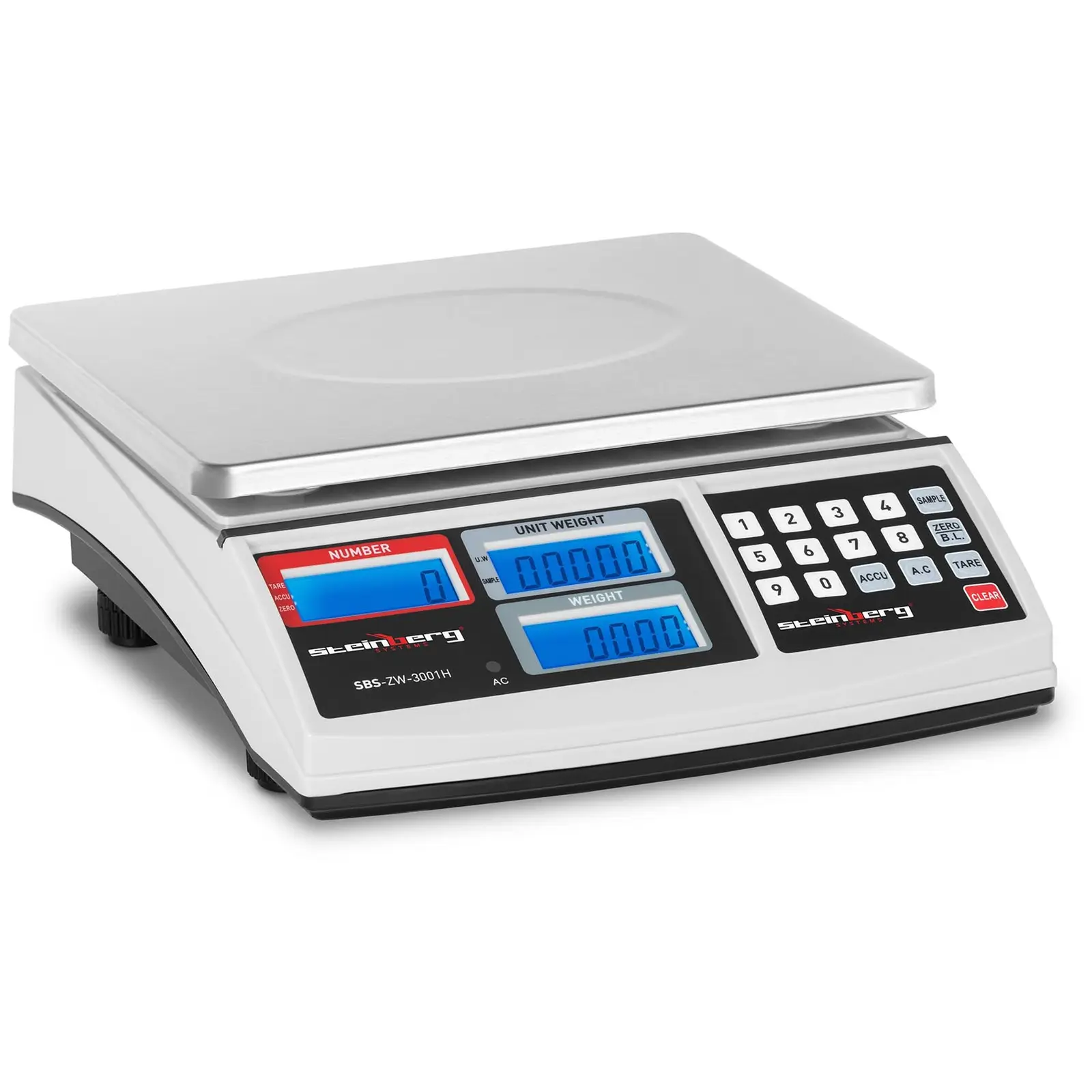 Counting Scale - 30 kg / 1 g - 21 x 27 cm - 3 LCD