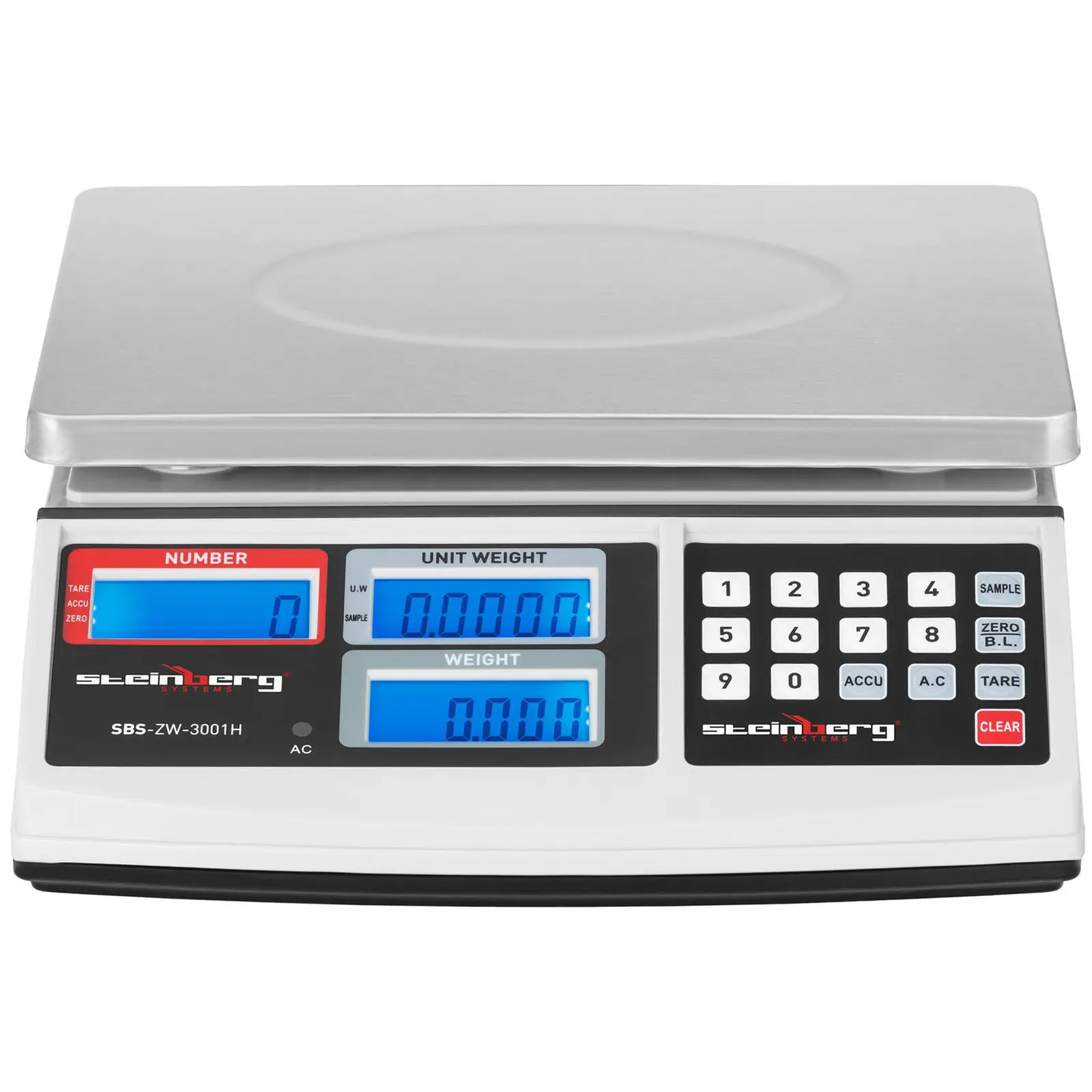 Telweegschaal - 30 kg / 1 g - 21 x 27 cm - 3 LCD (Nul: Ja)