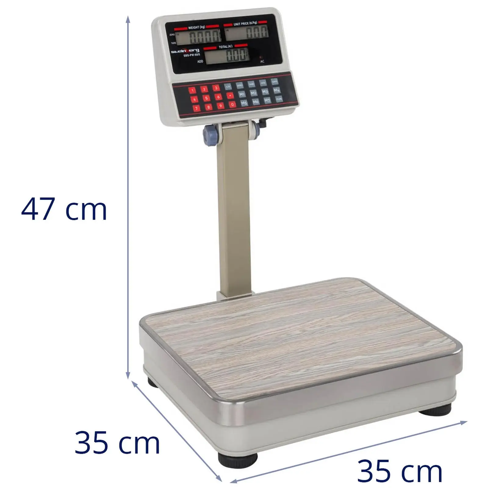 Kontrolní váha - 100 kg / 10 g - 30 x 35 cm - 6 vyvýšených LCD (Nuly: Ano)