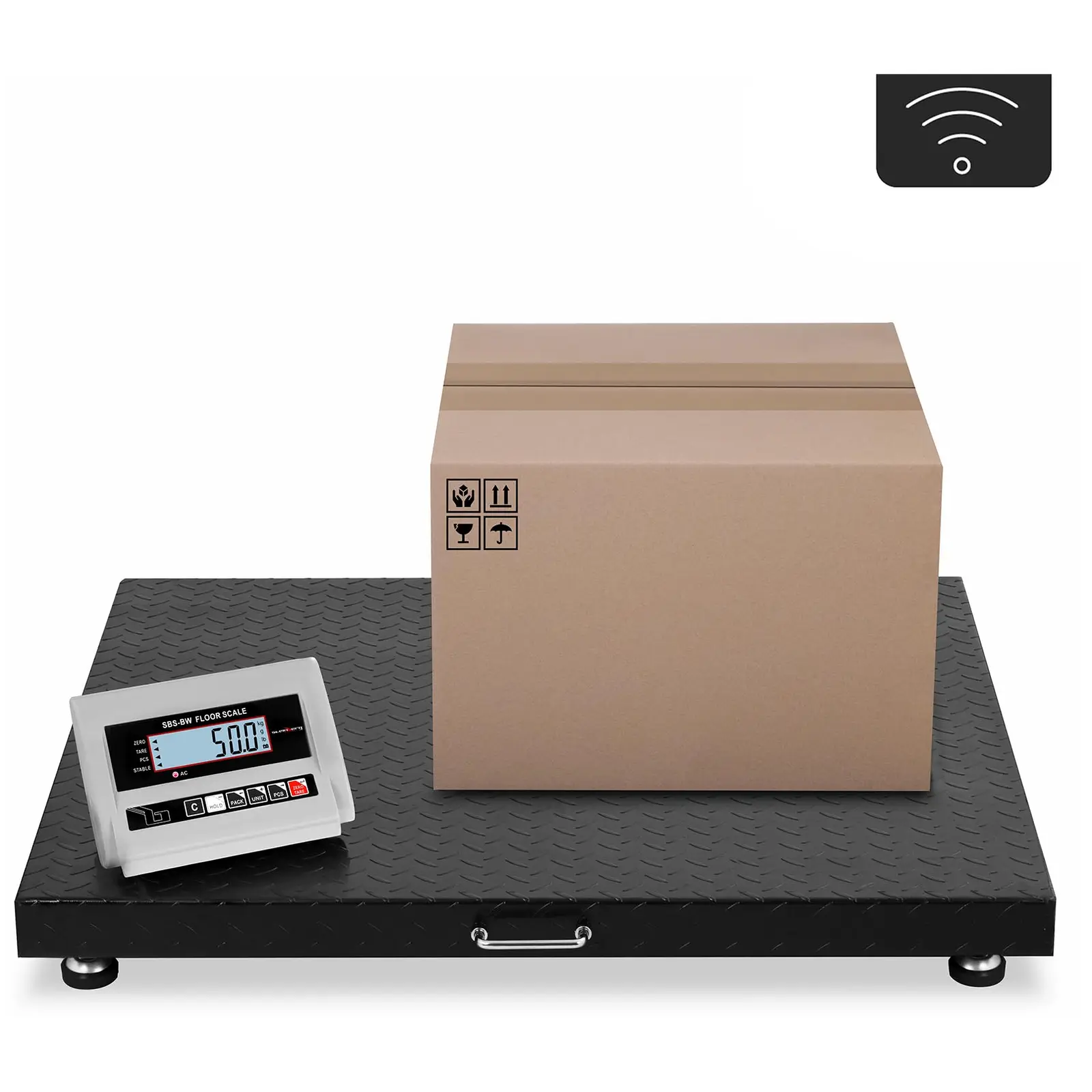 Balance au sol - 3 000 kg / 1 kg - 100 x 100 cm - avec écran LCD sans fil