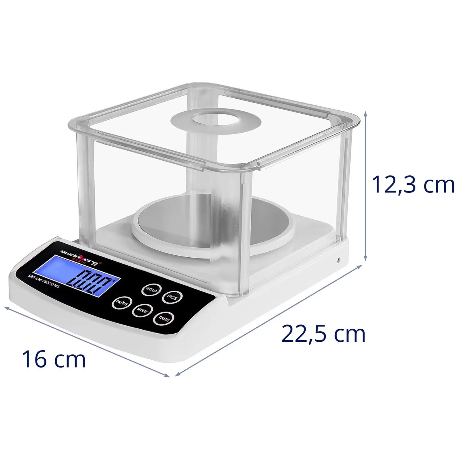 Digitální přesná váha -500g / 0,01 g – Basic – ochrana proti větru  (Podržet: Ano)
