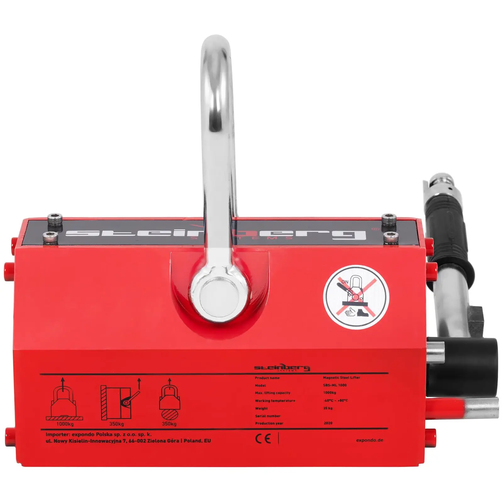 Occasion Aimant de levage - 1 000 kg (Capacité de traction sur surfaces inégales: 350 kg)
