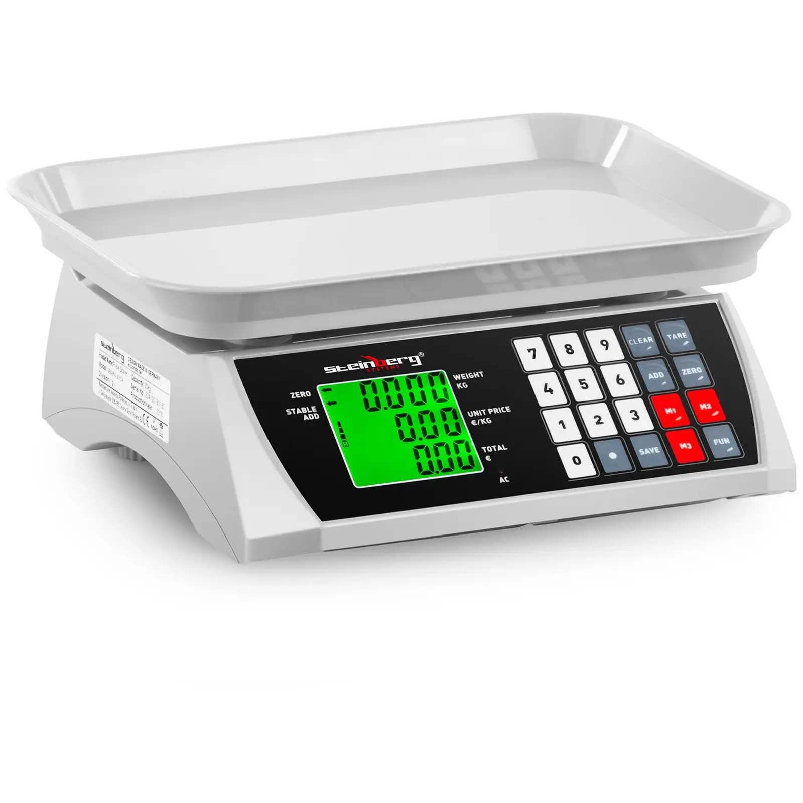 Balanza digital para control - 30 kg / 1 g - 28,8 x 21,8 cm - LCD