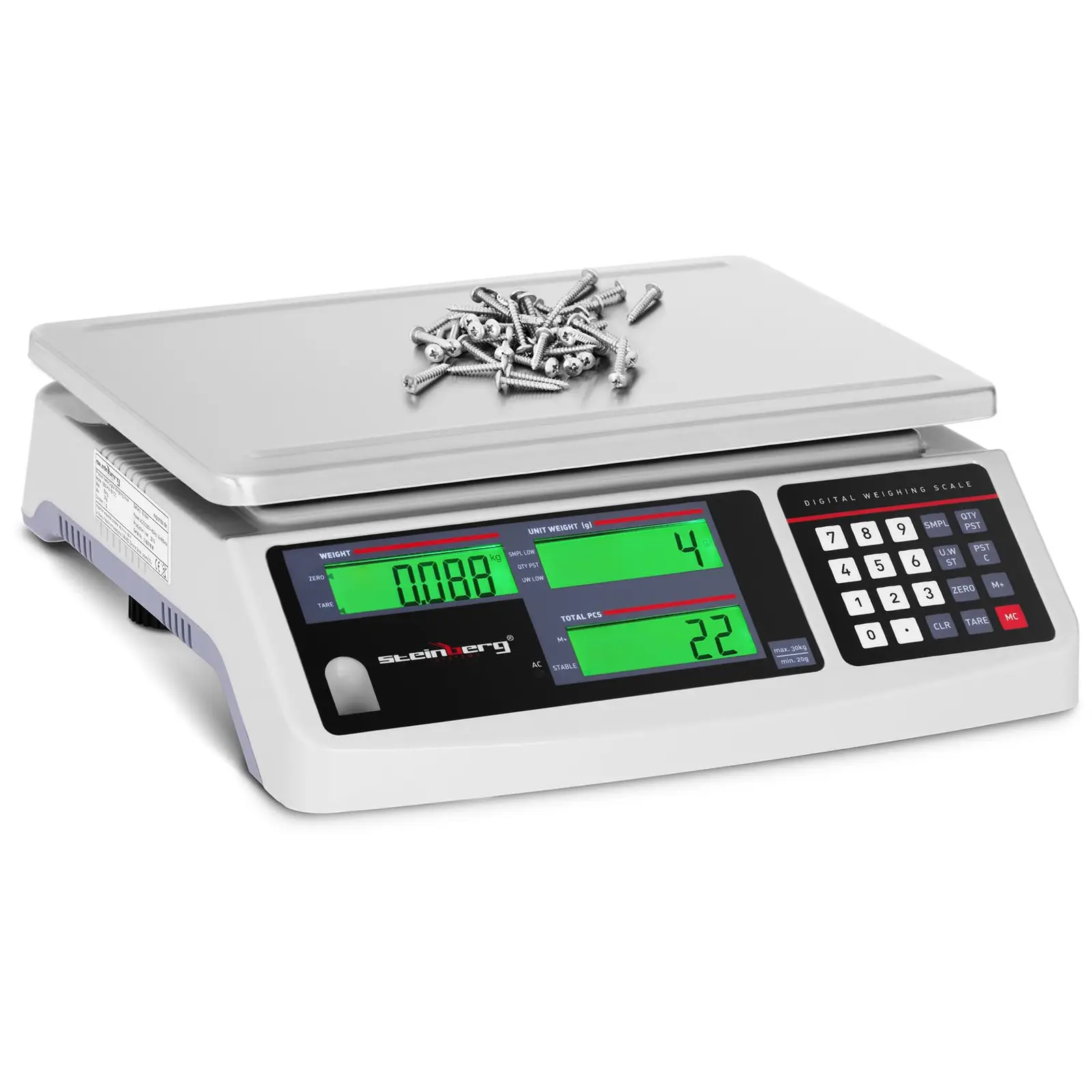 B-Ware Zählwaage - 30 kg / 1 g - 3 LCD - Akku 72 h