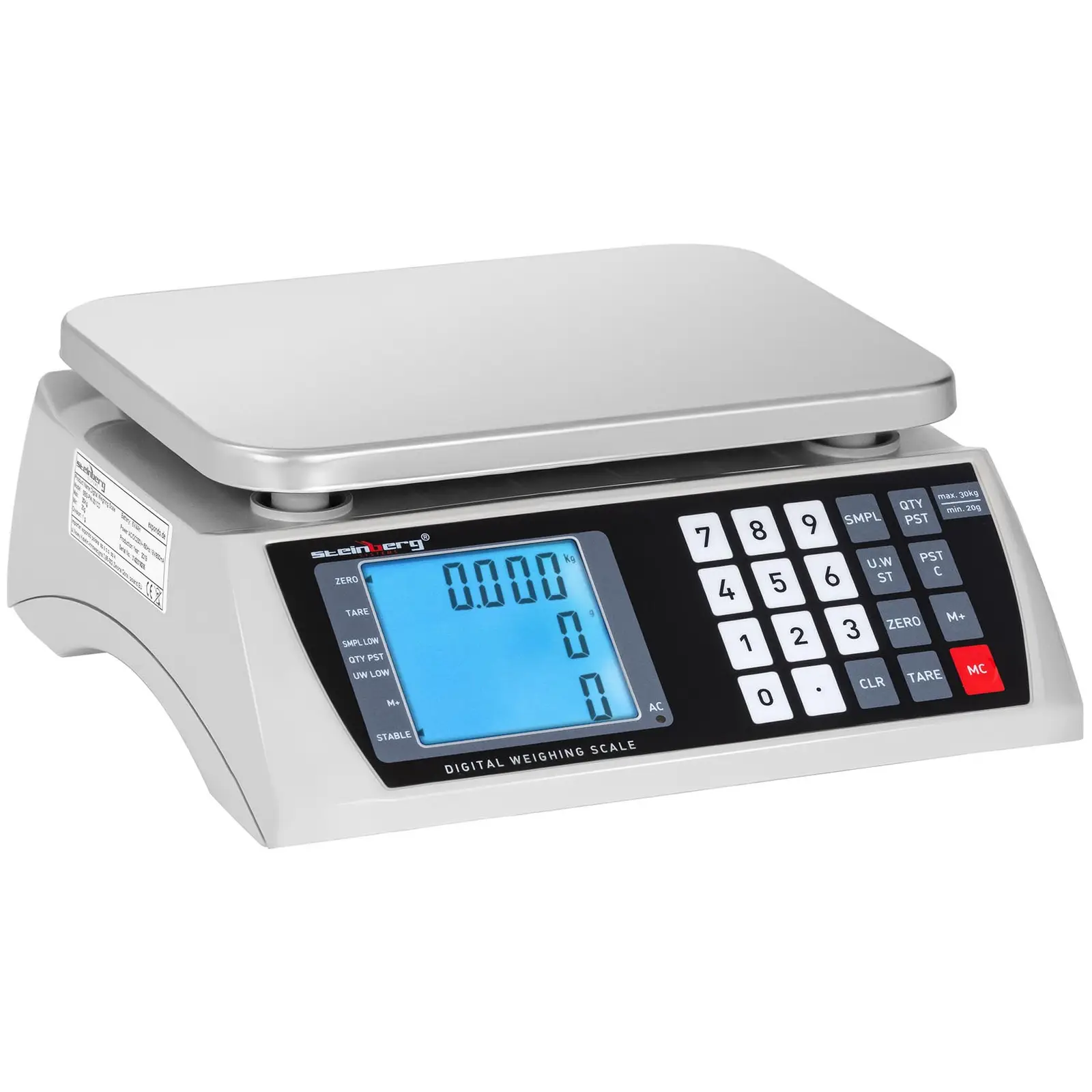 Počítací váha - 30 kg / 1 g - 22,3 x 17,4 cm - 72 h baterie - LCD (Minimální zatížení: 0.02 kg)