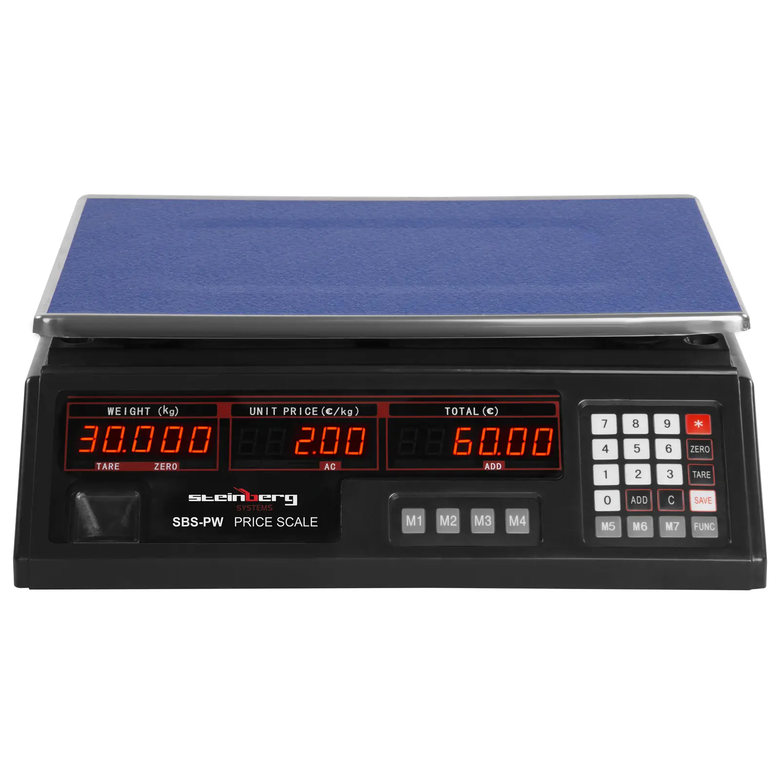 Waga kontrolna - 30 kg / 2 g - 33 x 24 cm - 6 wyświetlaczy LED (Zapisywanie: Tak)