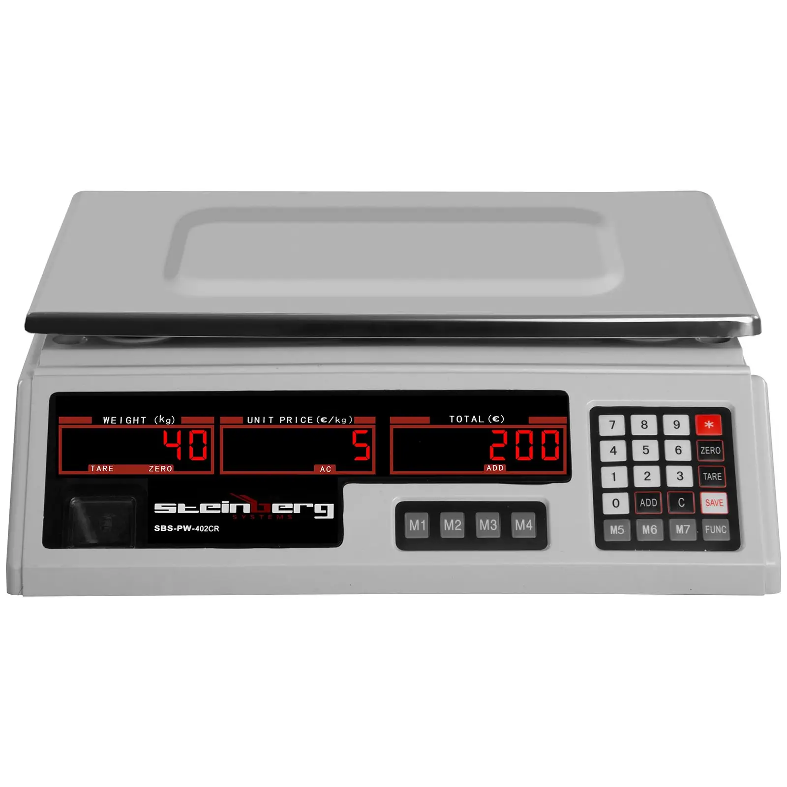 Kontrolní váha - 40 kg / 2 g - 33,7 x 23,1 cm - 6 LED (Přesnost: 0.002 kg)