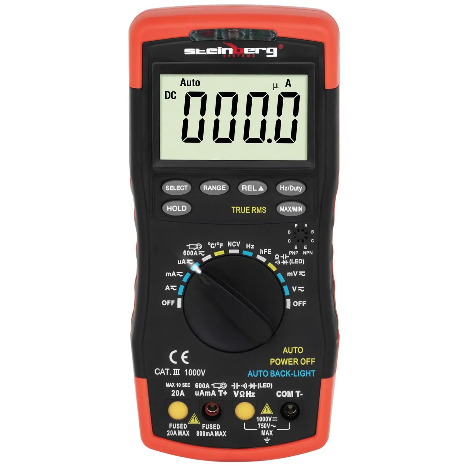 Multimètre - Capacité d’affichage de 6 000 valeurs - Détection sans contact de la tension (NCV) - Test de transistor hFE - Mesure de température - TrueRMS