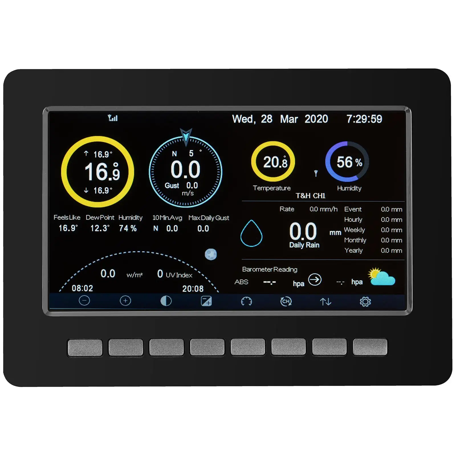 Station météo connectée - LCD - 7" - USB - Capteur intérieur (Wi-Fi: Oui)