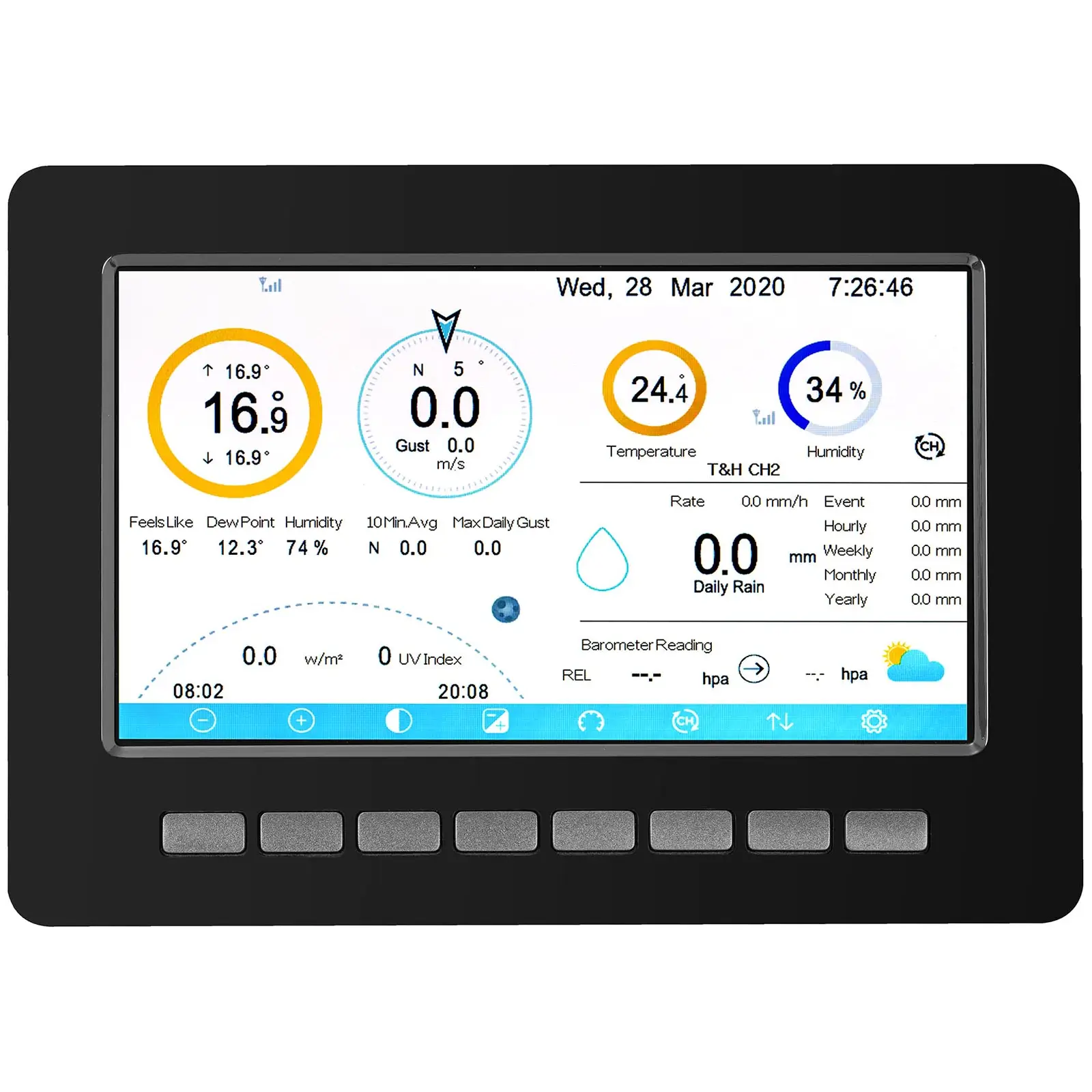 Station météo connectée - LCD - 7" - USB - Capteur intérieur (Min./Max.: Oui)