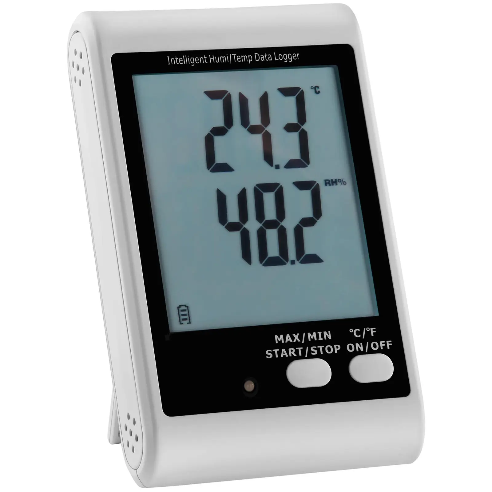 Datalogger teploty a vlhkosti - LCD - teplota -40 až +125 °C - relativní vlhkost 0 až 100 % - s externím čidlem (Provoz na baterie: Ano)