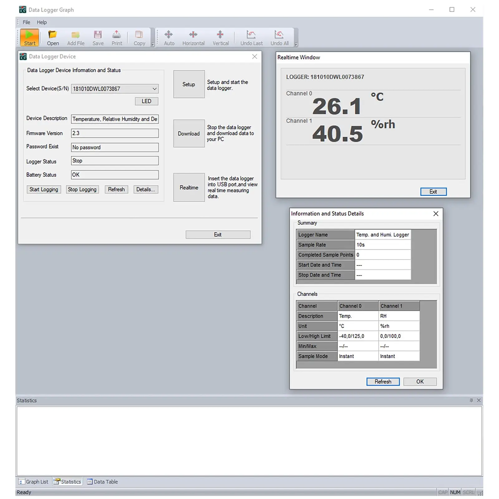 Data logger para temperatura y humedad - LCD - (-40) bis +125 °C - 0 bis 100 % rH - sensor externo