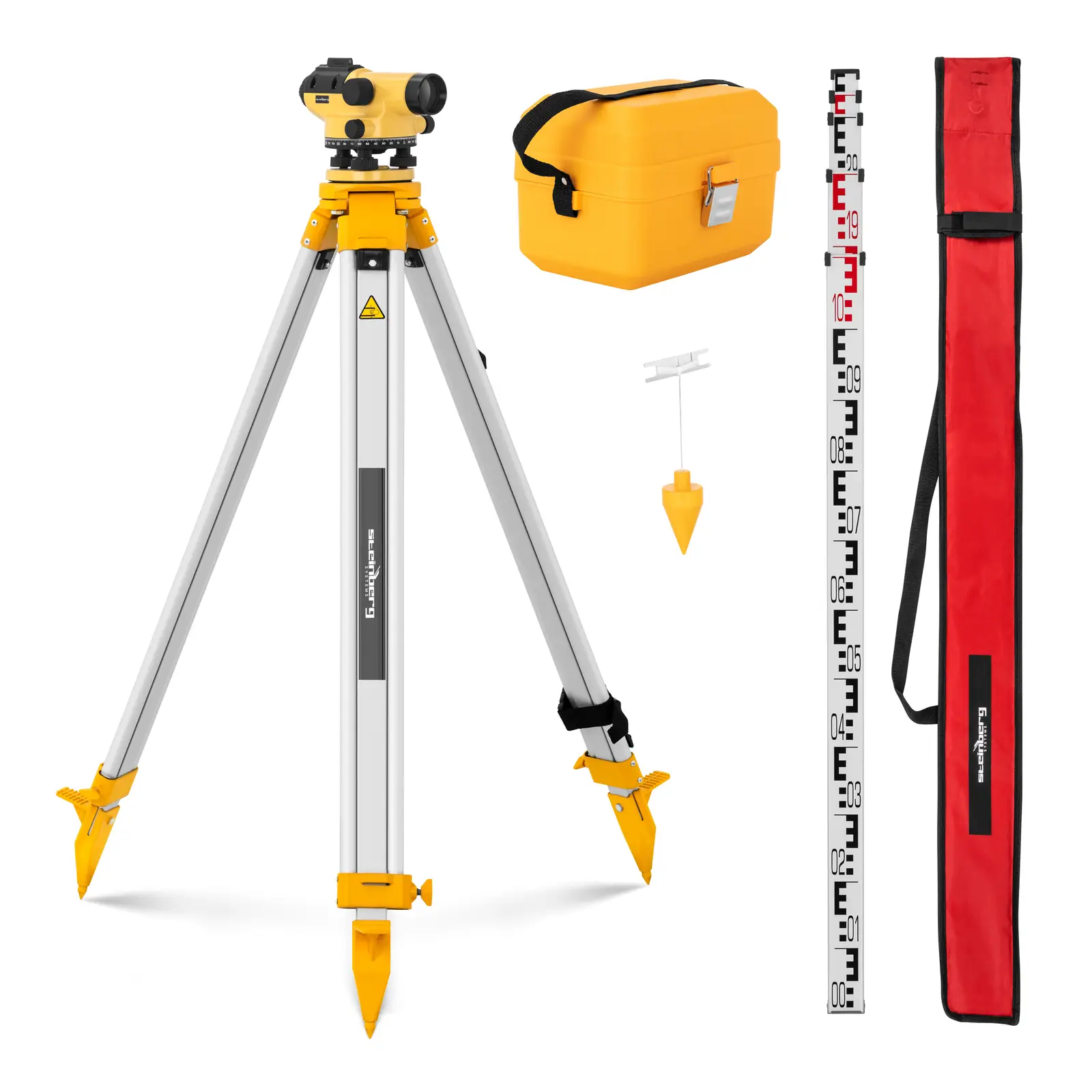 Automatic Level - with tripod and level staff - 28x magnification - 36 mm lens - deviation 1.5 mm - magnetic compensator