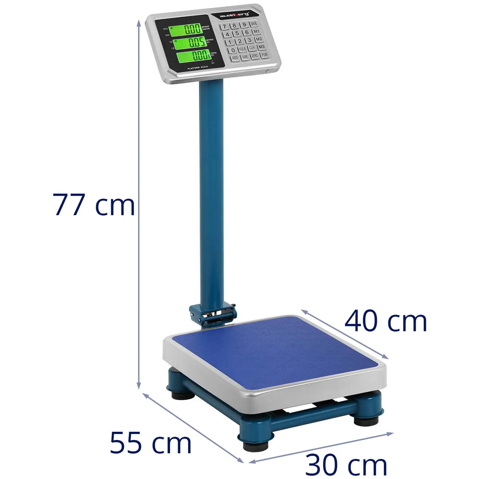 Plošinová váha - 100 kg / 20 g - 40 x 30 cm - LCD - nehrdzavejúca oceľ