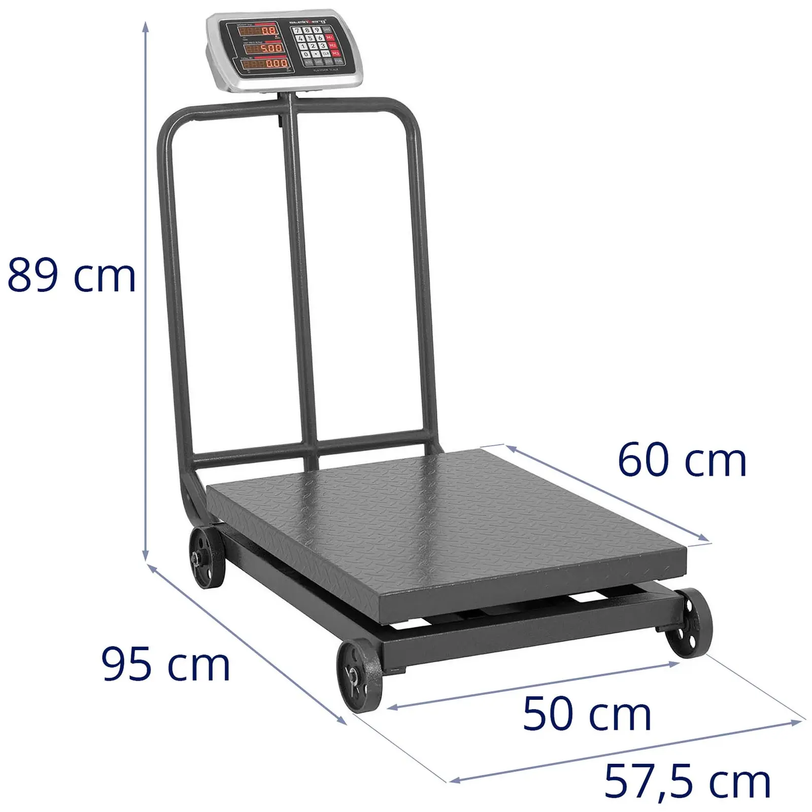 Plošinová váha - 600 kg / 0,1 kg - 60 x 50 cm - pojízdná - LED (Sčítání: Ano)